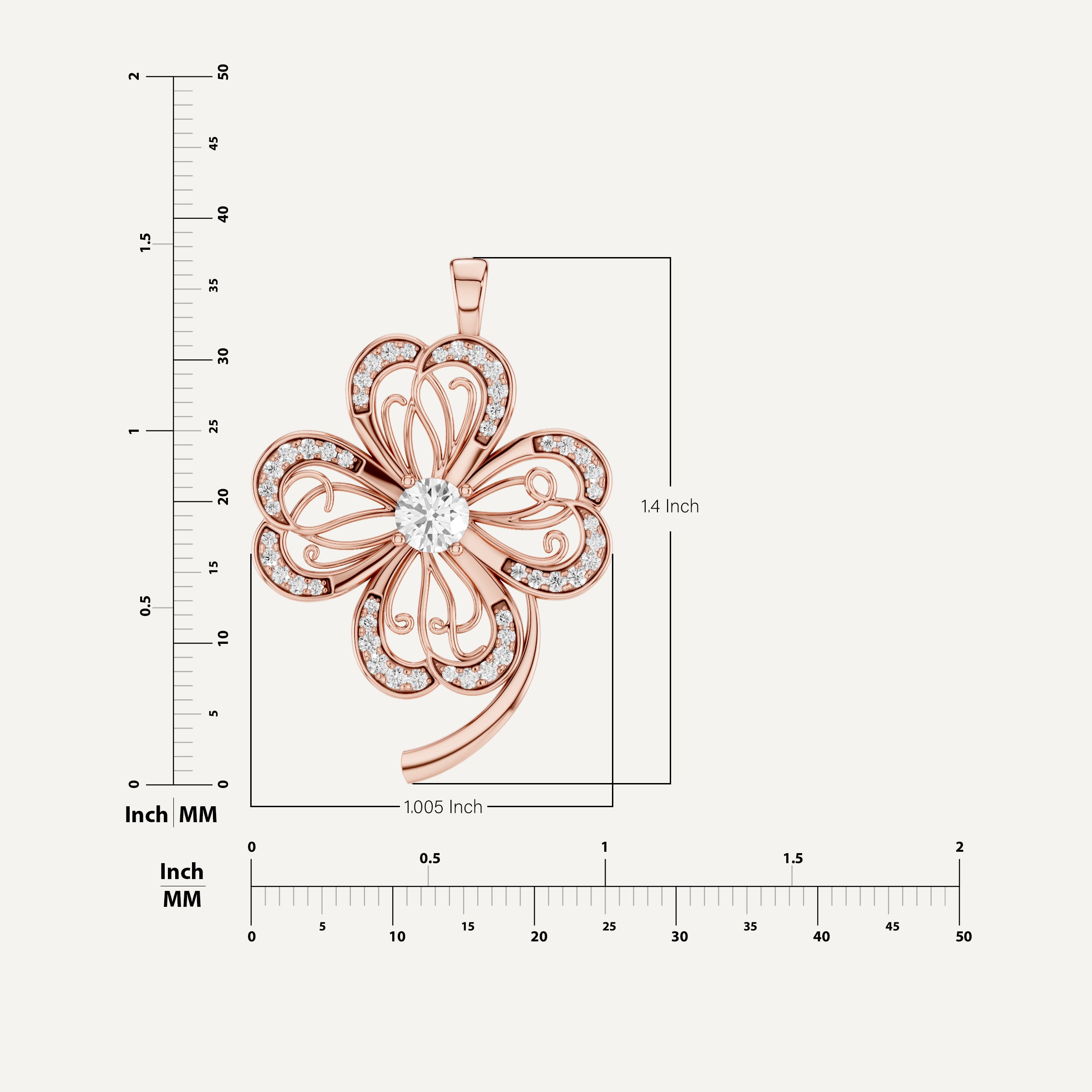 Faery, Clover Leaf Pendant in 18K Rose Gold