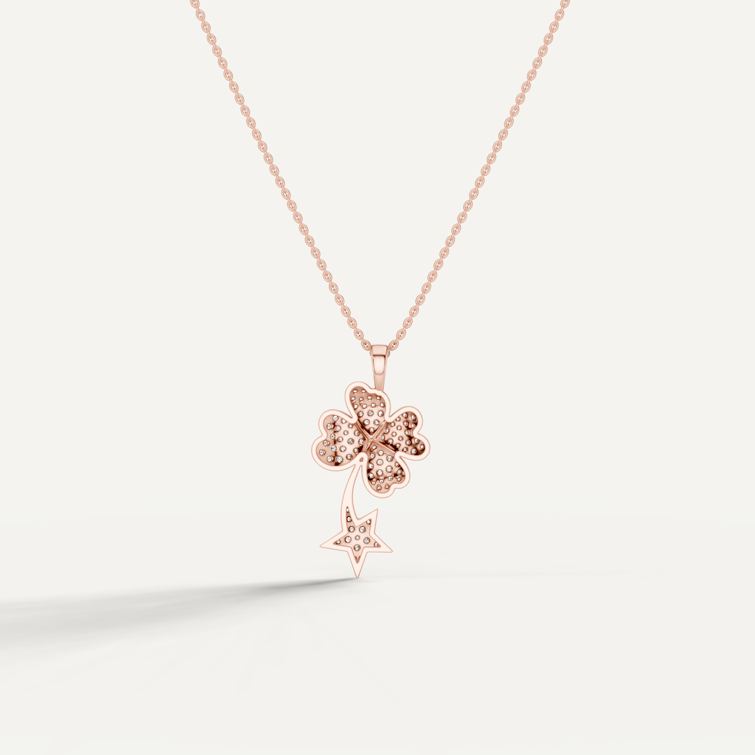 Starry Nite, Clover Leaf Pendant in 18K Rose Gold