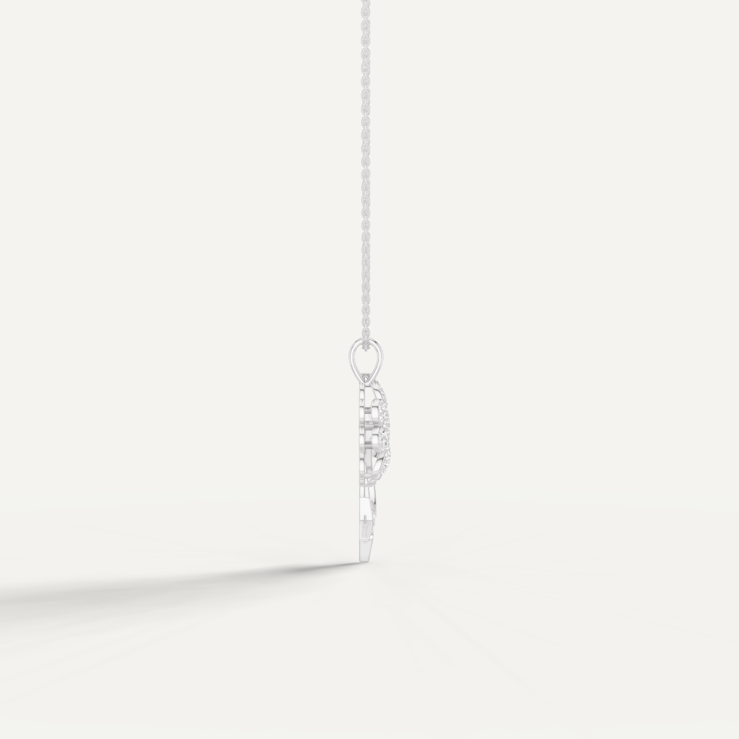 Starry Nite, Clover Leaf Pendant in 14K White Gold