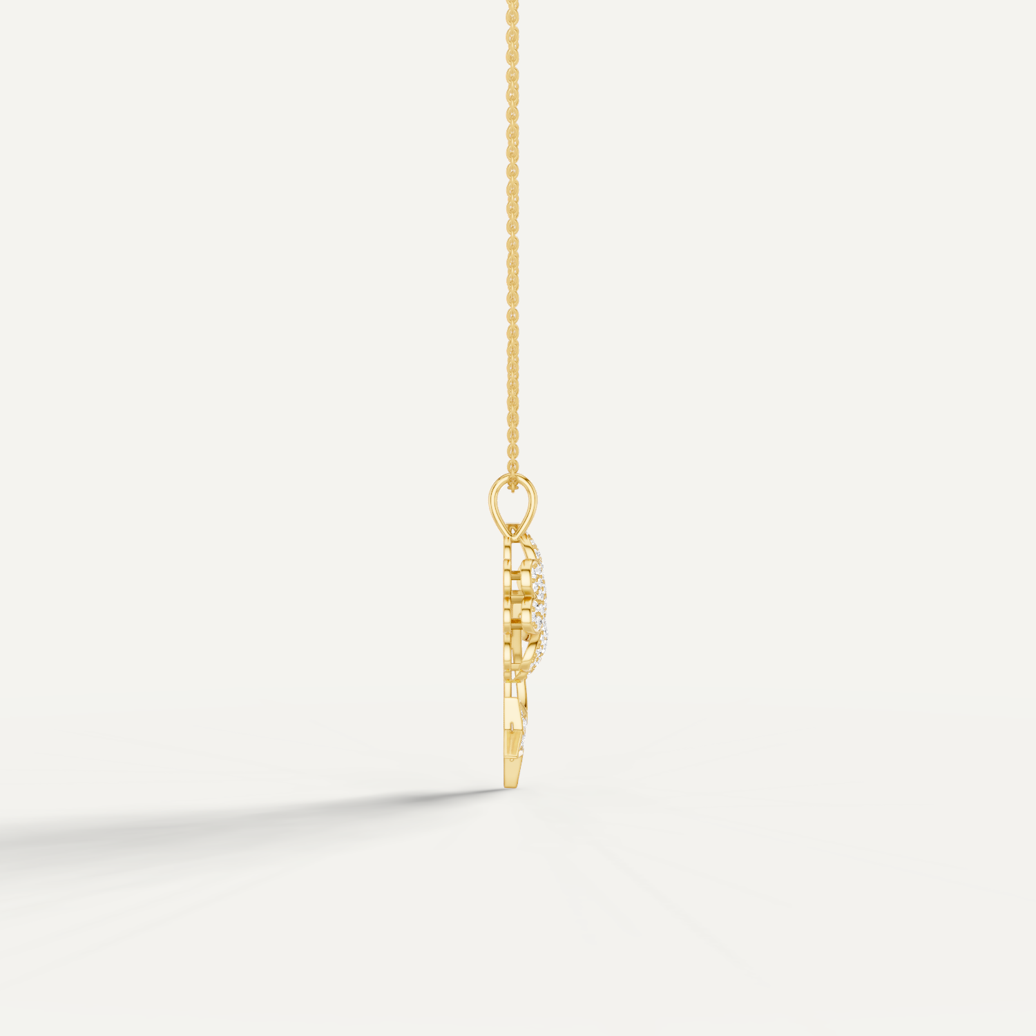 Starry Nite, Clover Leaf Pendant in 14K Yellow Gold