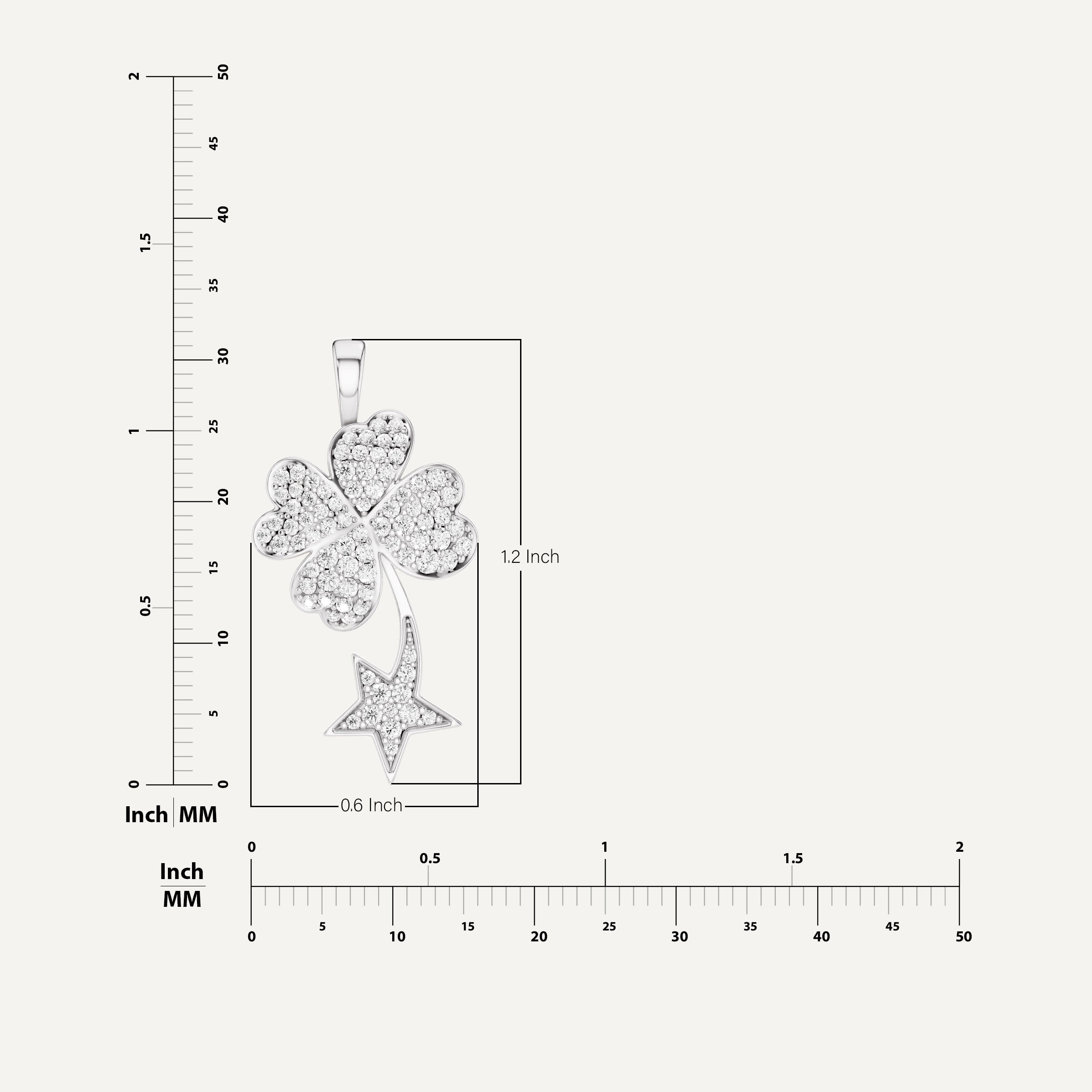 Starry Nite, Clover Leaf Pendant in 14K White Gold