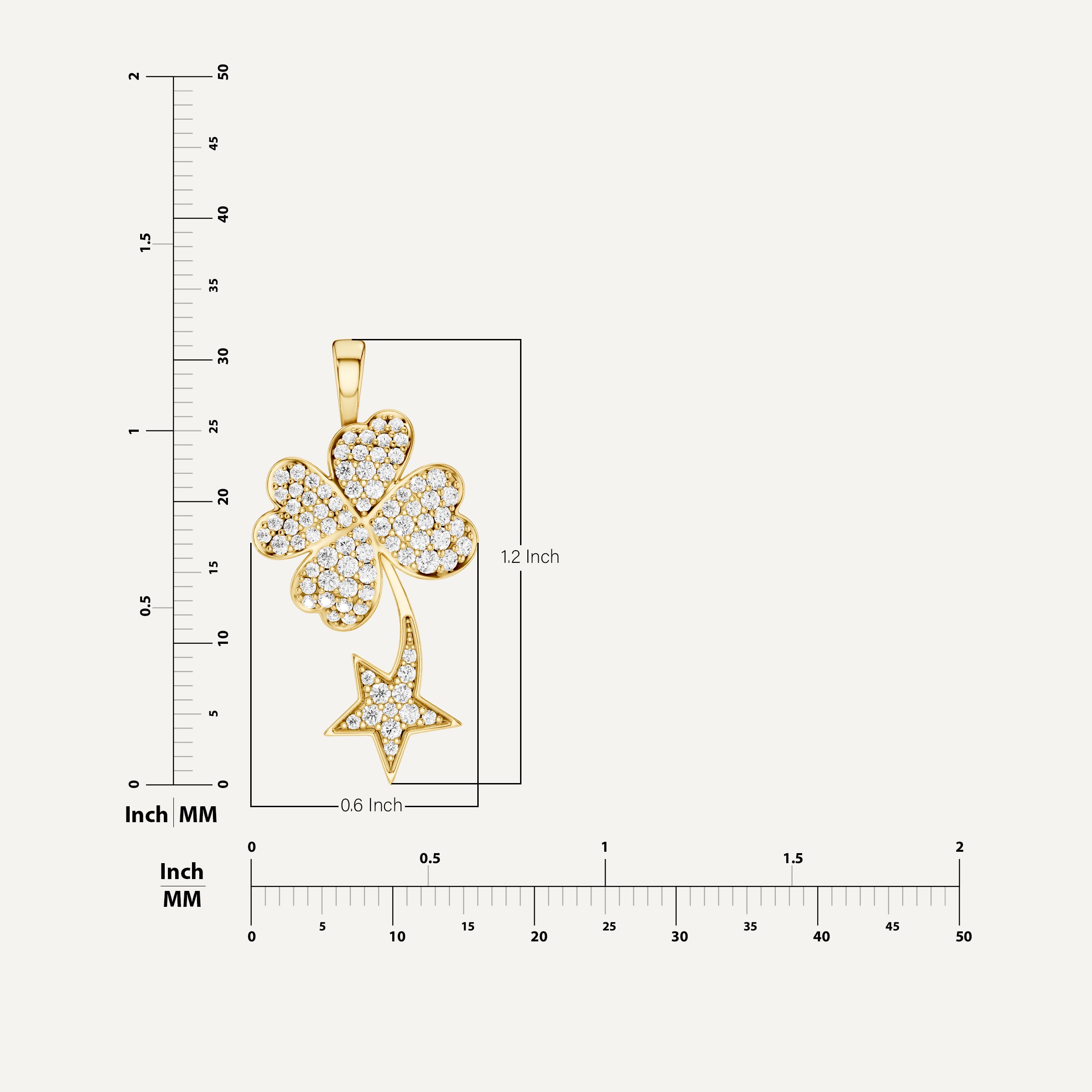 Starry Nite, Clover Leaf Pendant in 14K Yellow Gold