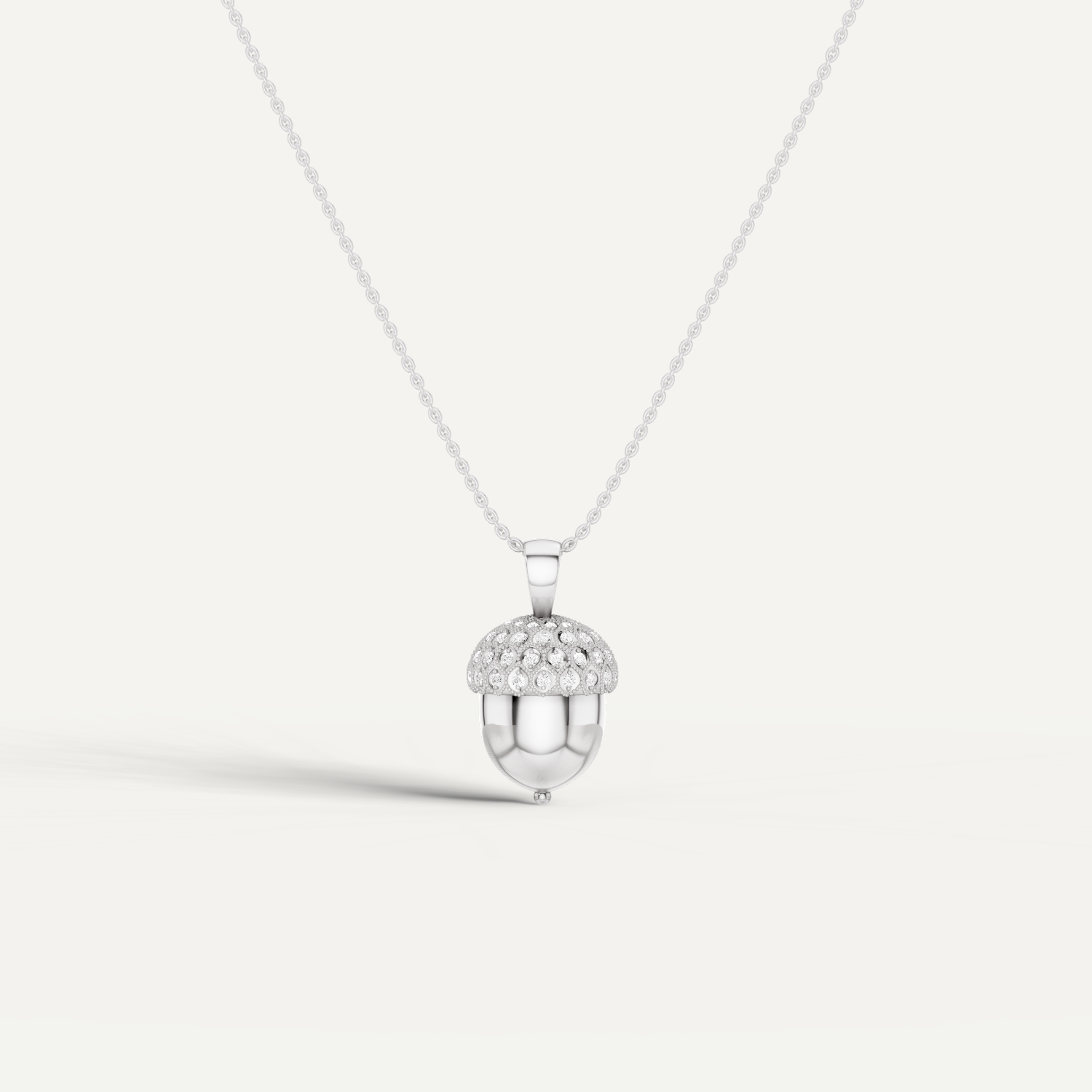 Acornia, Acorn Pendant in 18K White Gold