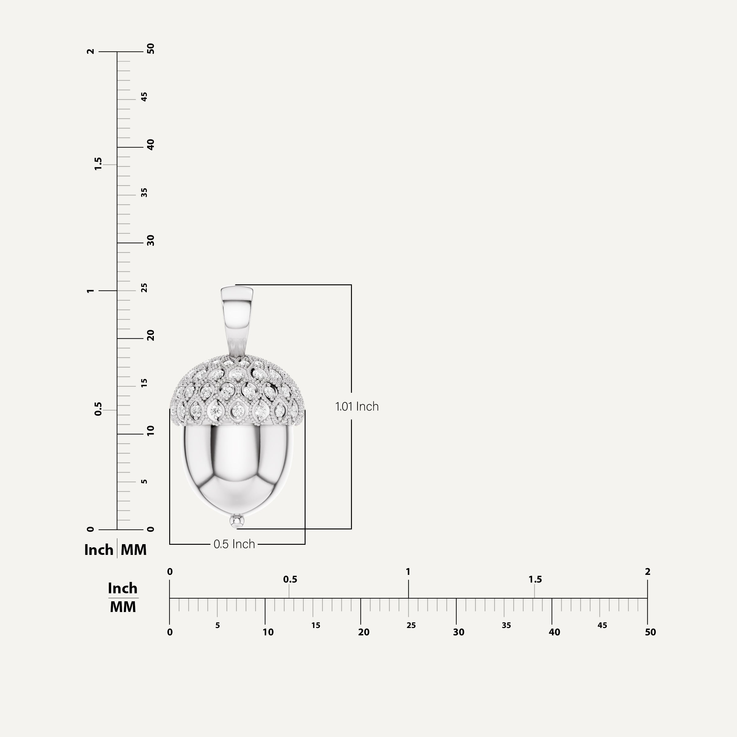 Acornia, Acorn Pendant in 14K White Gold