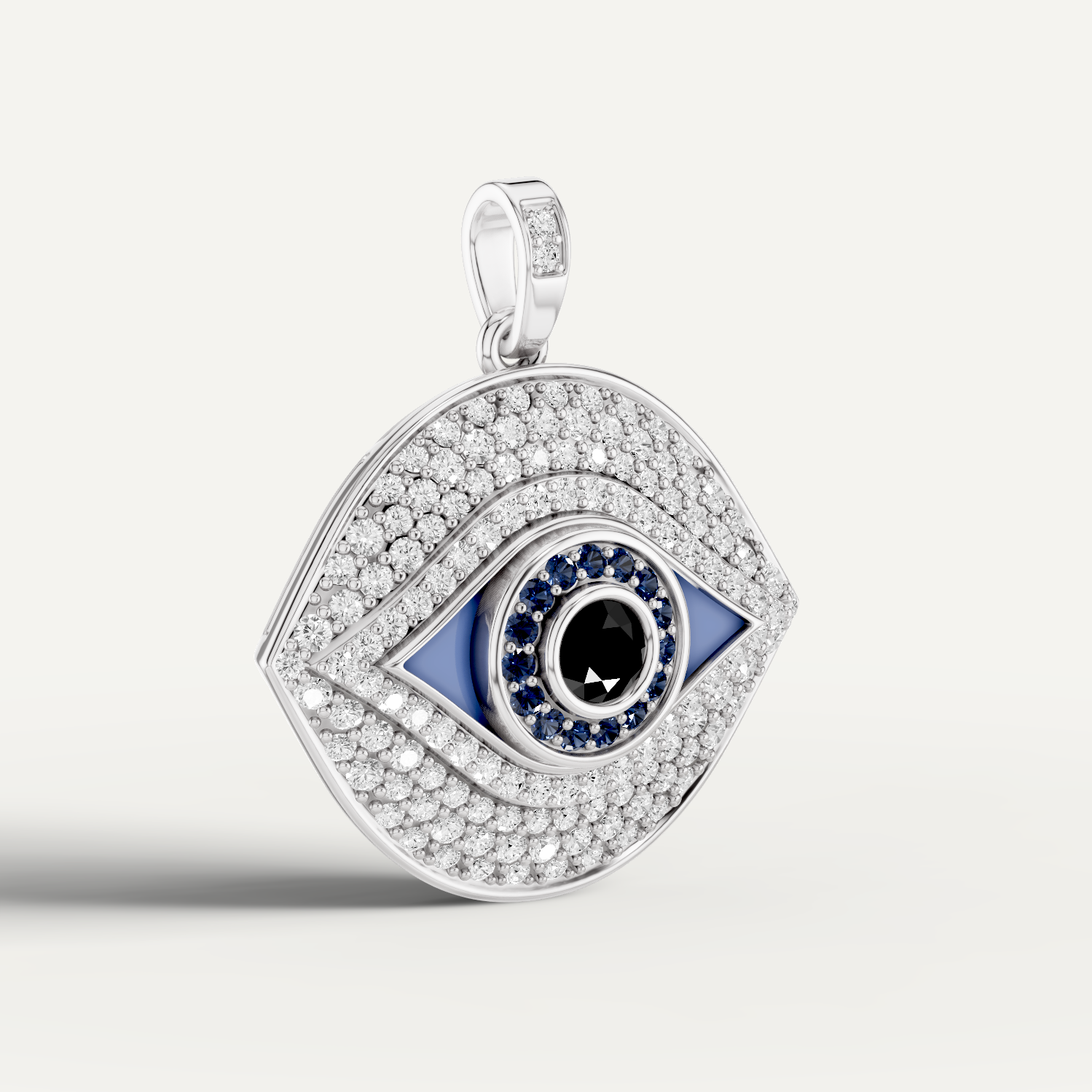 Iris, Evil Eye Pendant in 18K White Gold