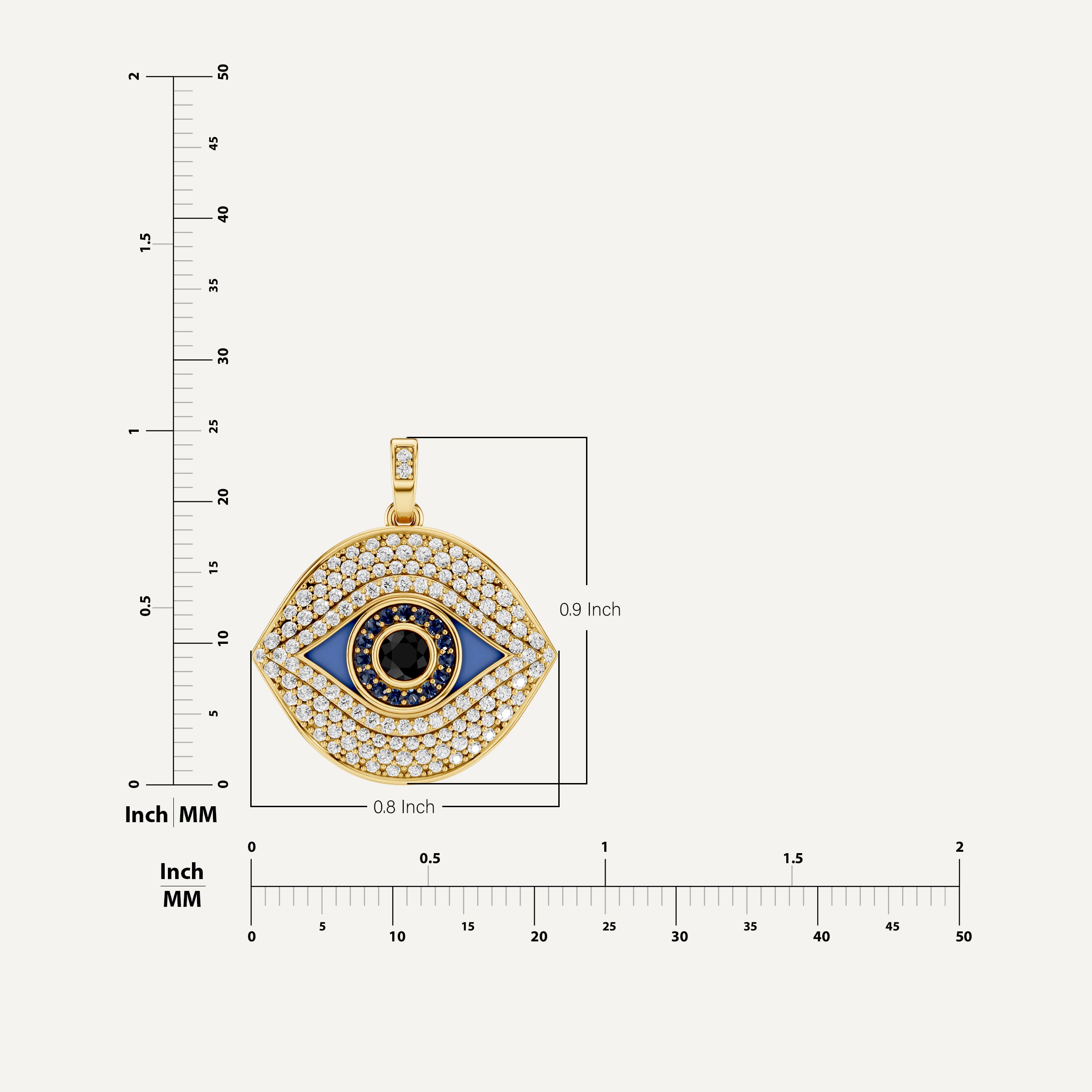 Iris, Evil Eye Pendant in 18K Yellow Gold