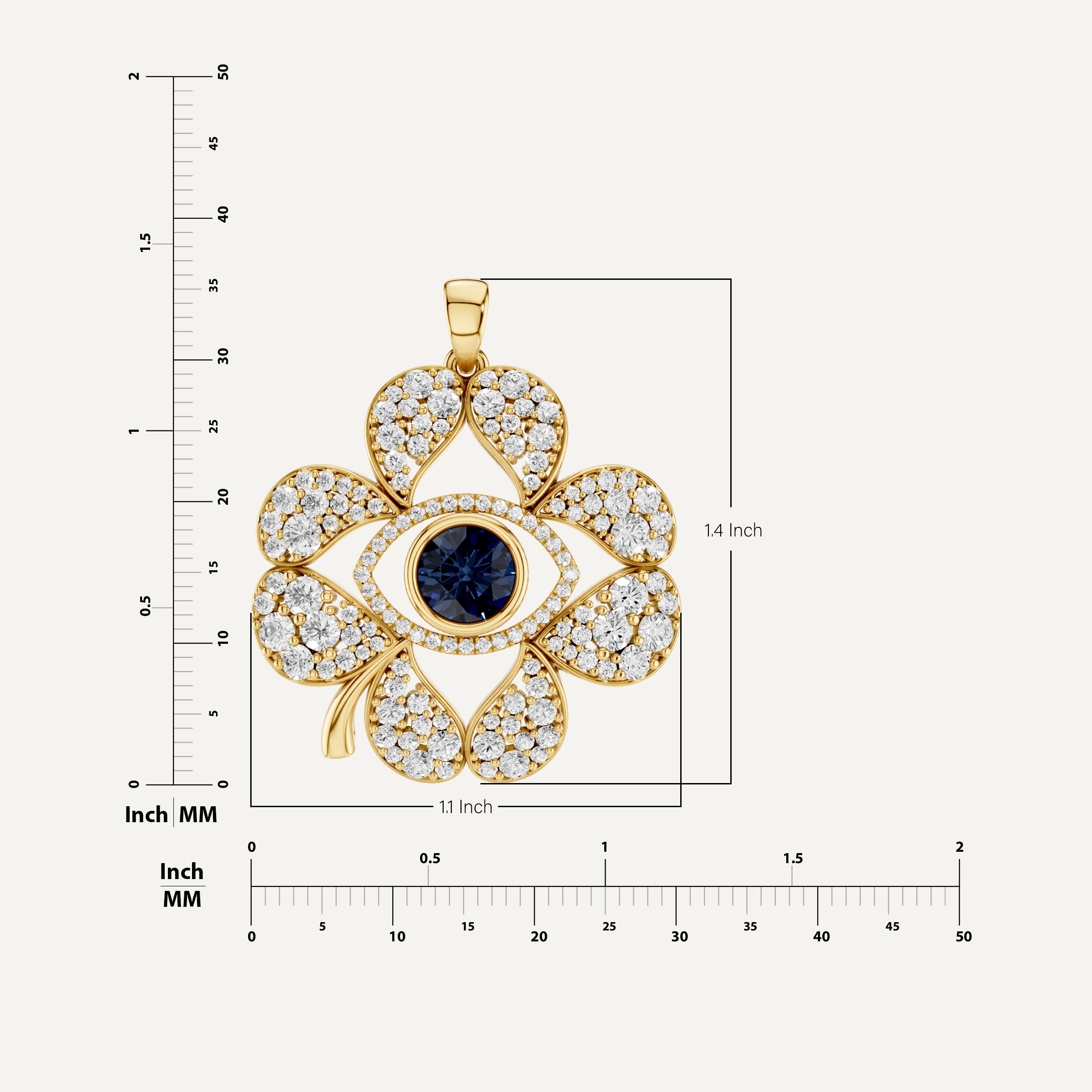 Plucky, Evil Eye Pendant in 18K Yellow Gold