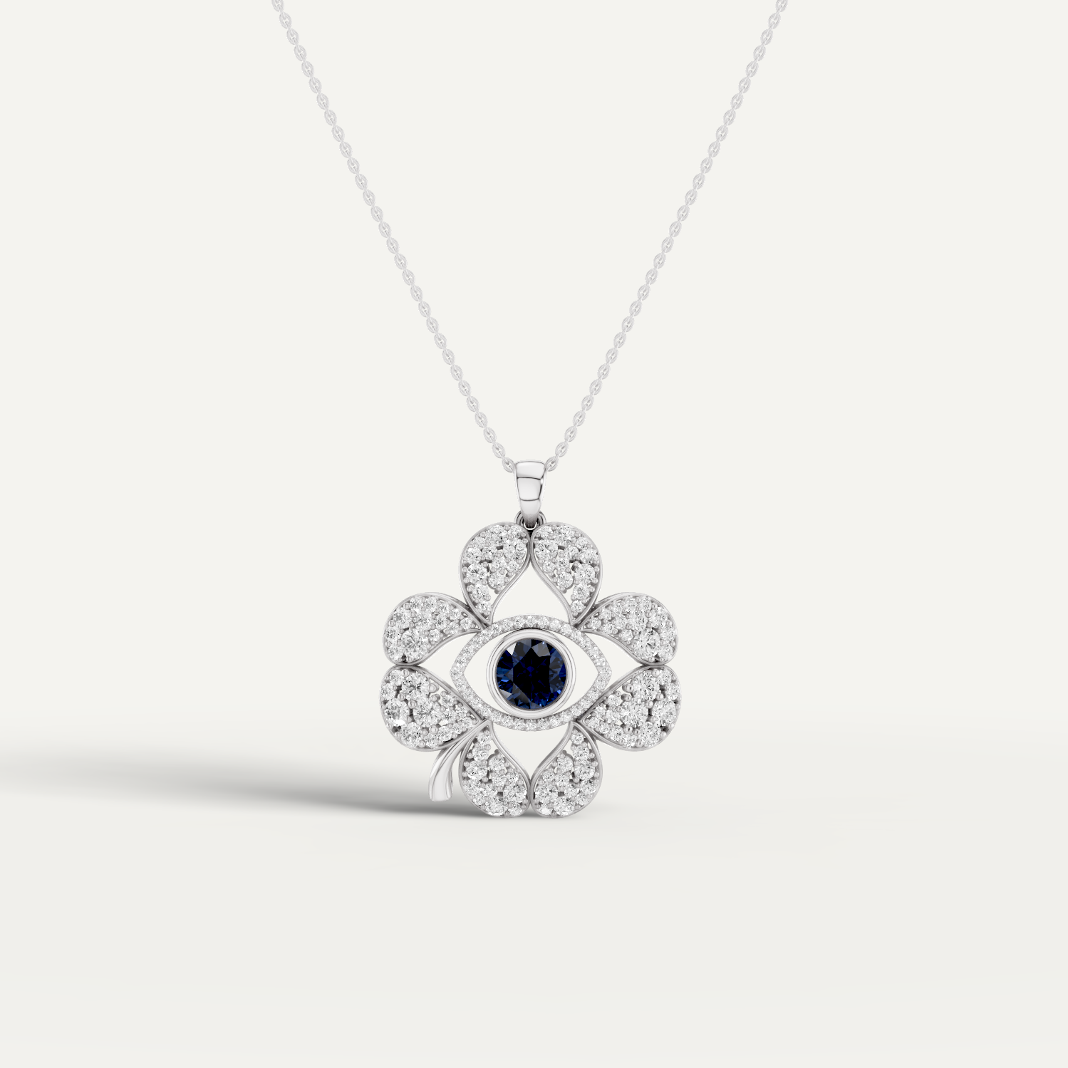 Plucky, Evil Eye Pendant in 14K White Gold