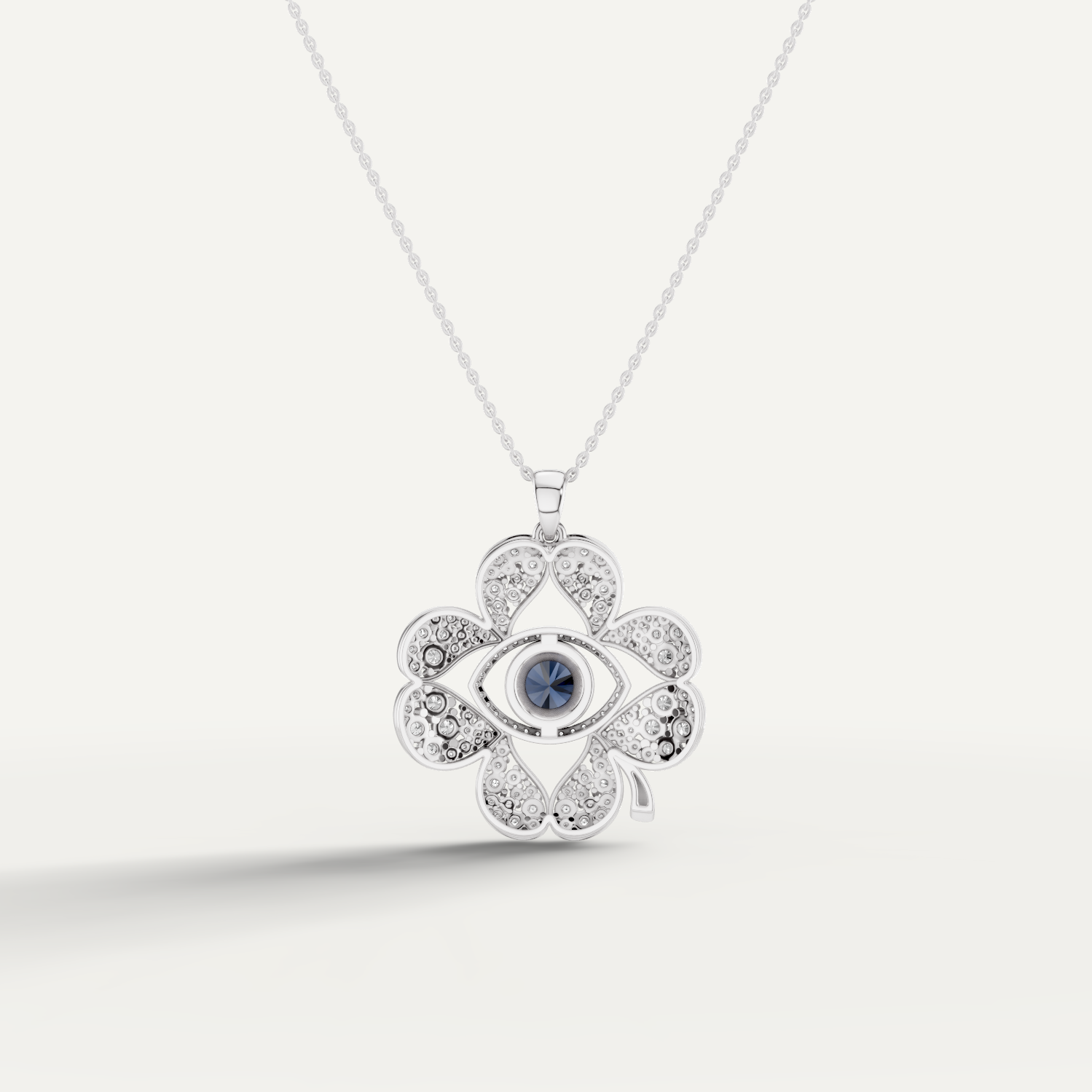Plucky, Evil Eye Pendant in 14K White Gold