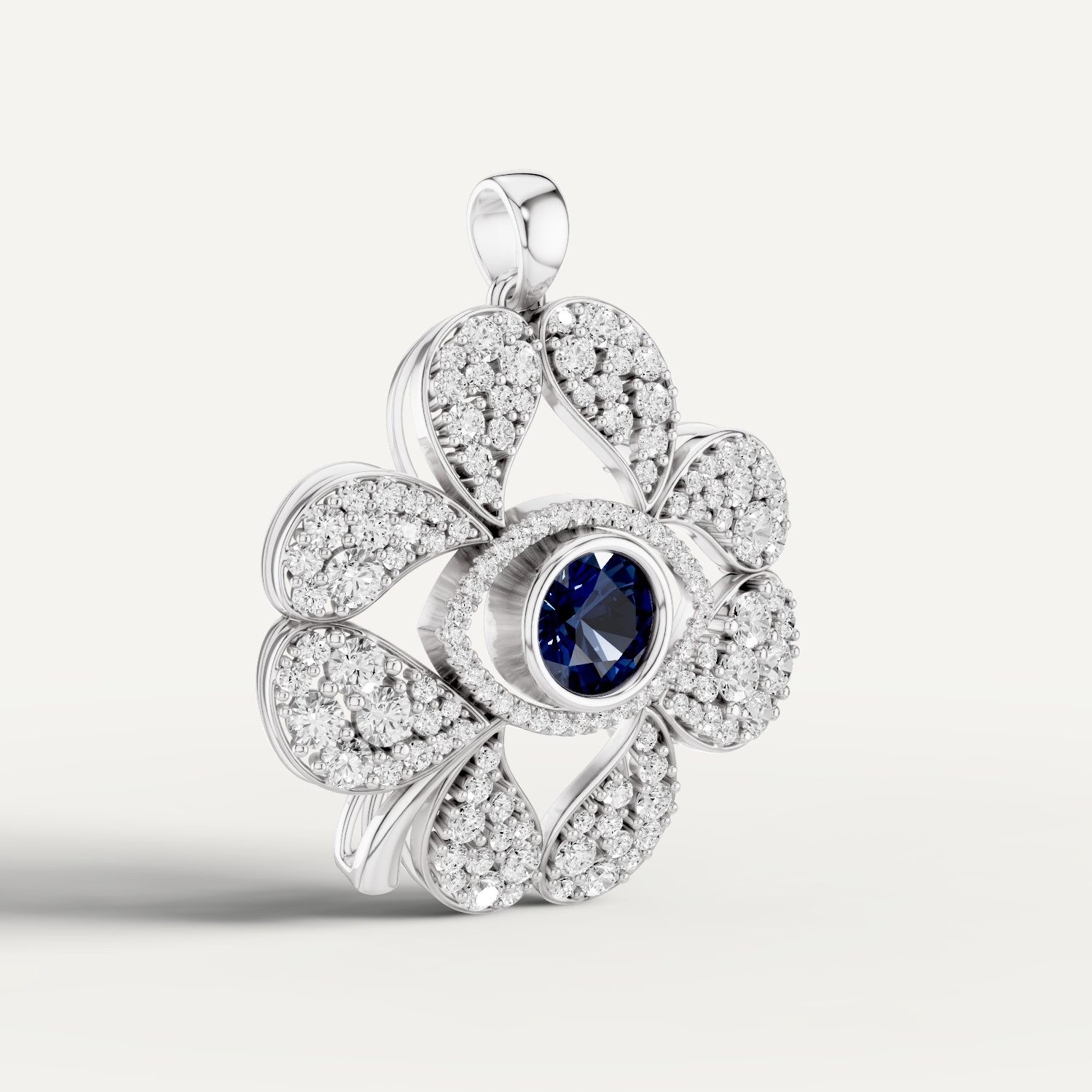 Plucky, Evil Eye Pendant in 18K White Gold