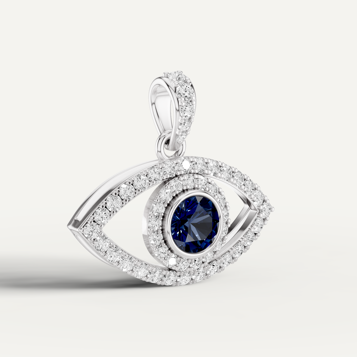 Nocturne, Evil Eye Pendant in 18K White Gold