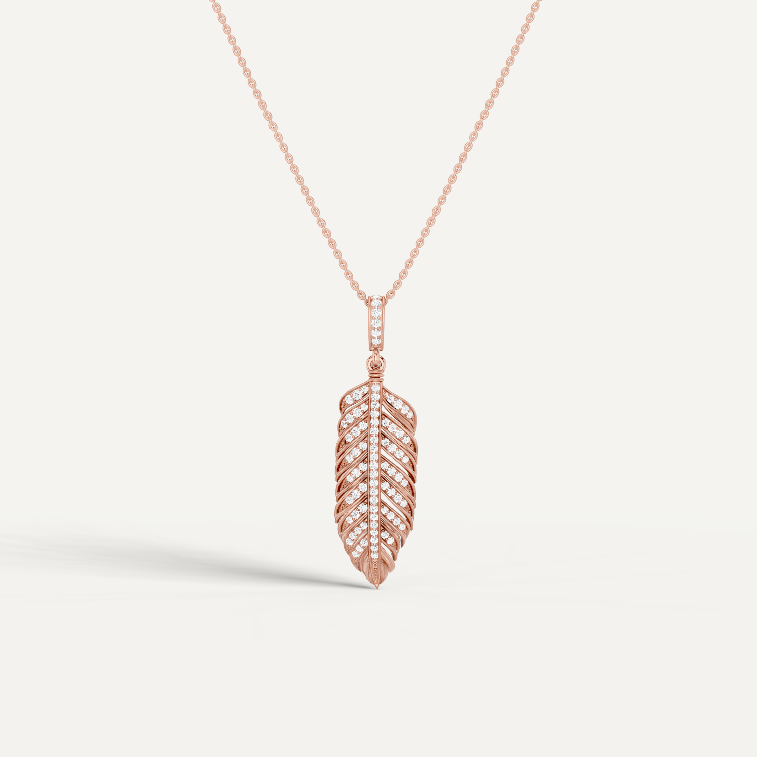 Plume, Feather Pendant in 18K Rose Gold
