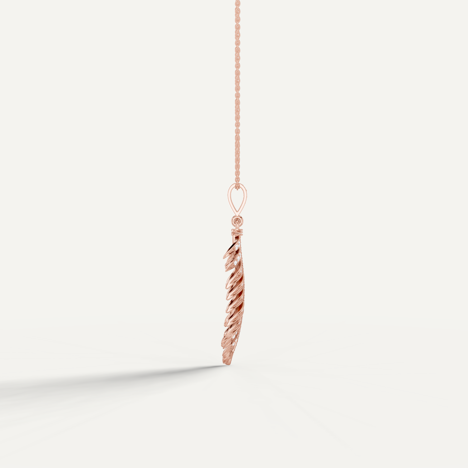 Plume, Feather Pendant in 18K Rose Gold