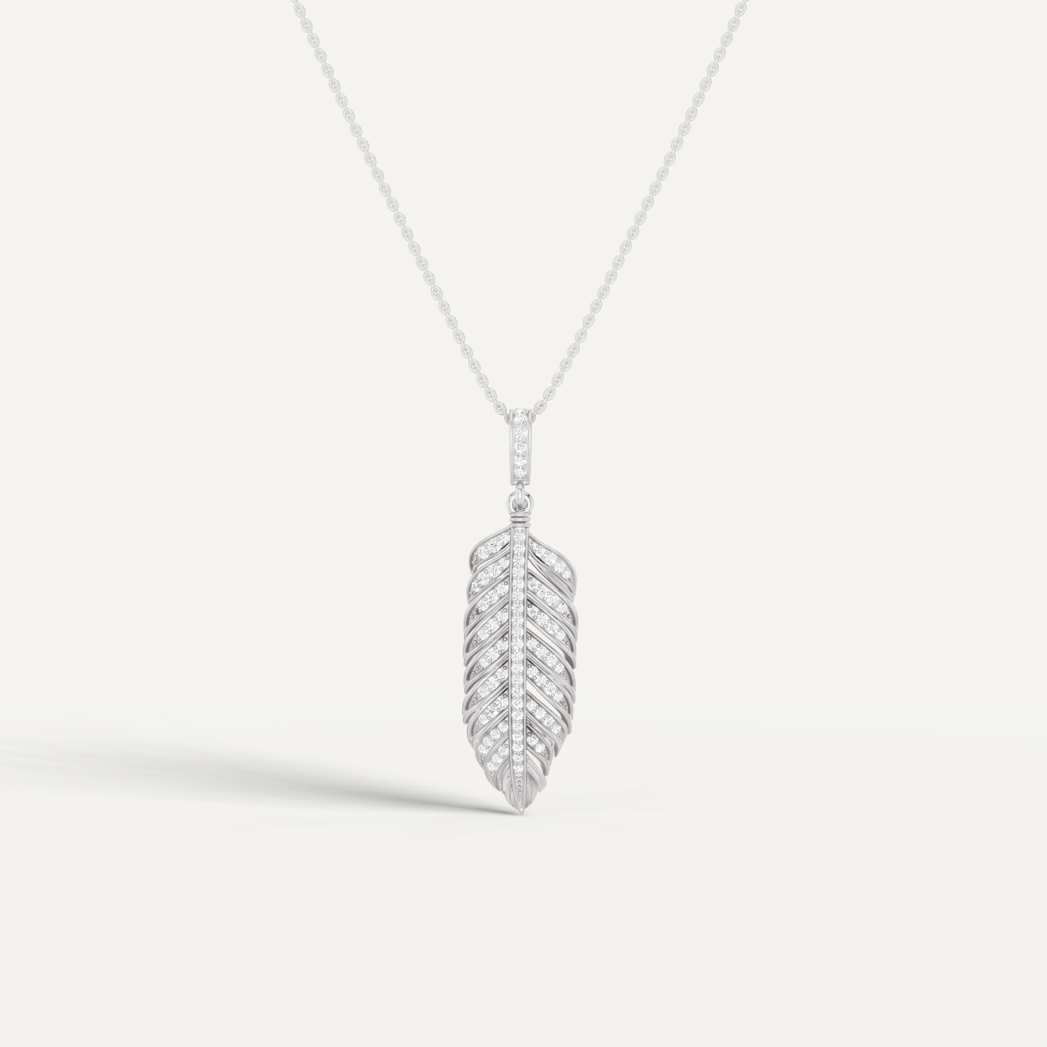 Plume, Feather Pendant in 14K White Gold