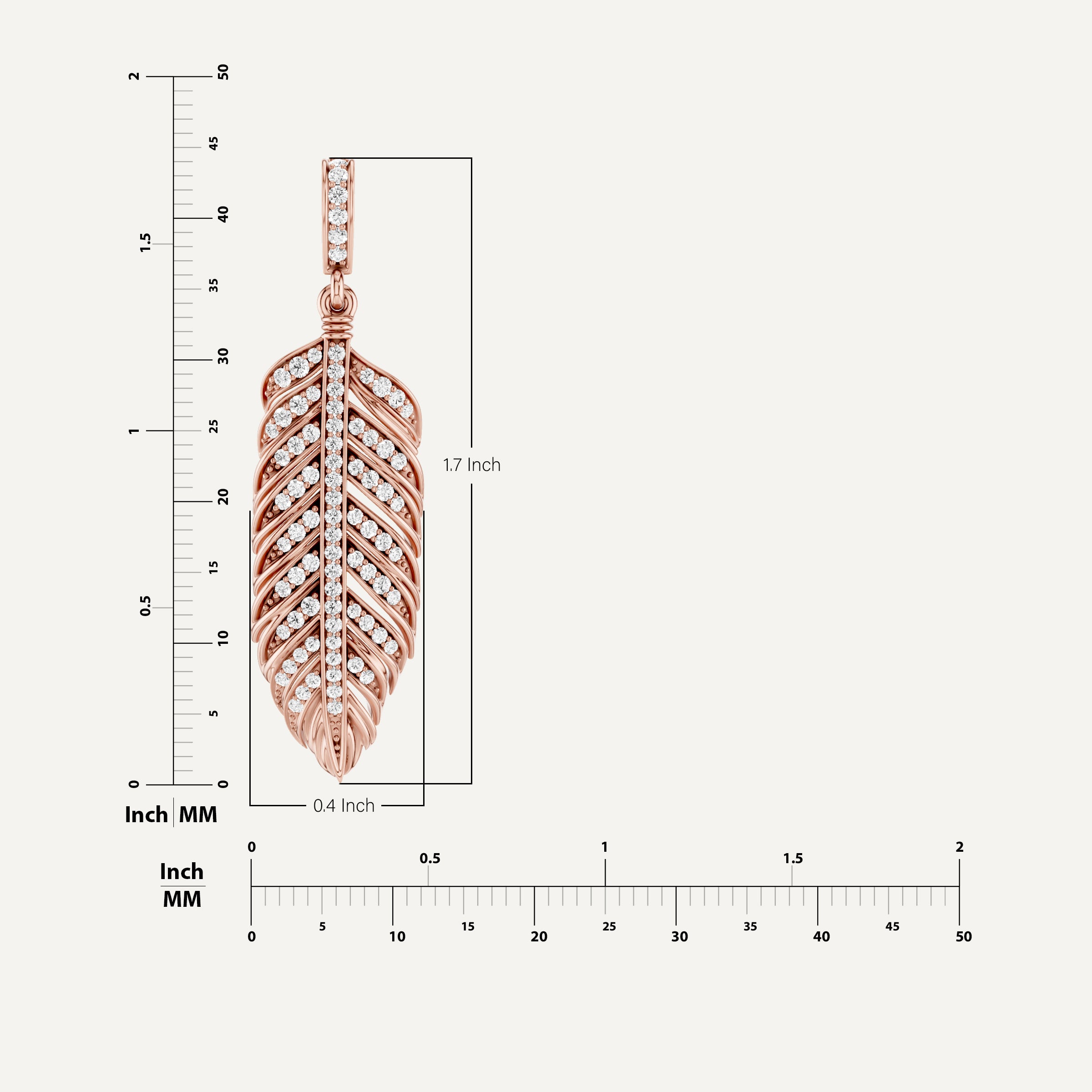 Plume, Feather Pendant in 18K Rose Gold