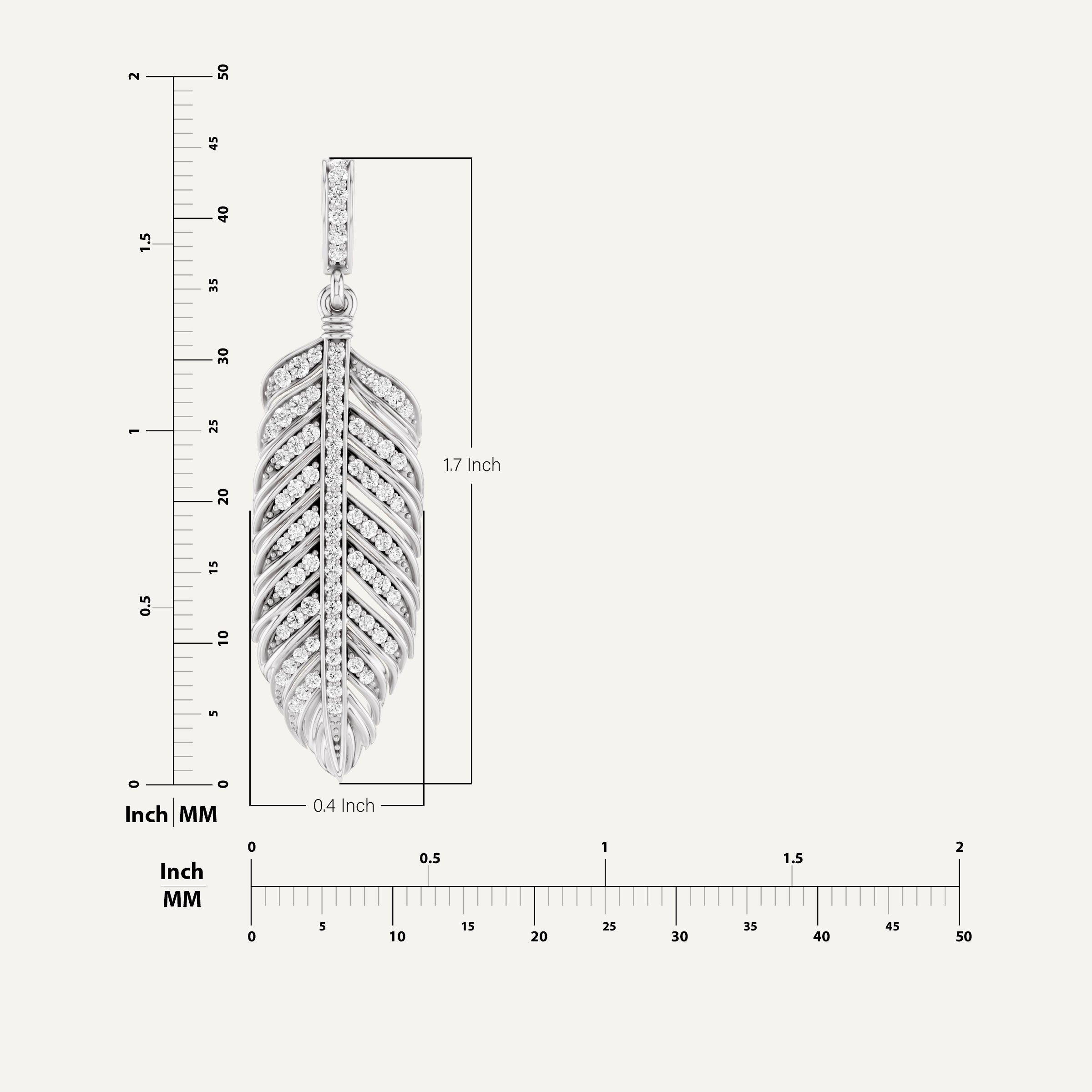 Plume, Feather Pendant in 14K White Gold