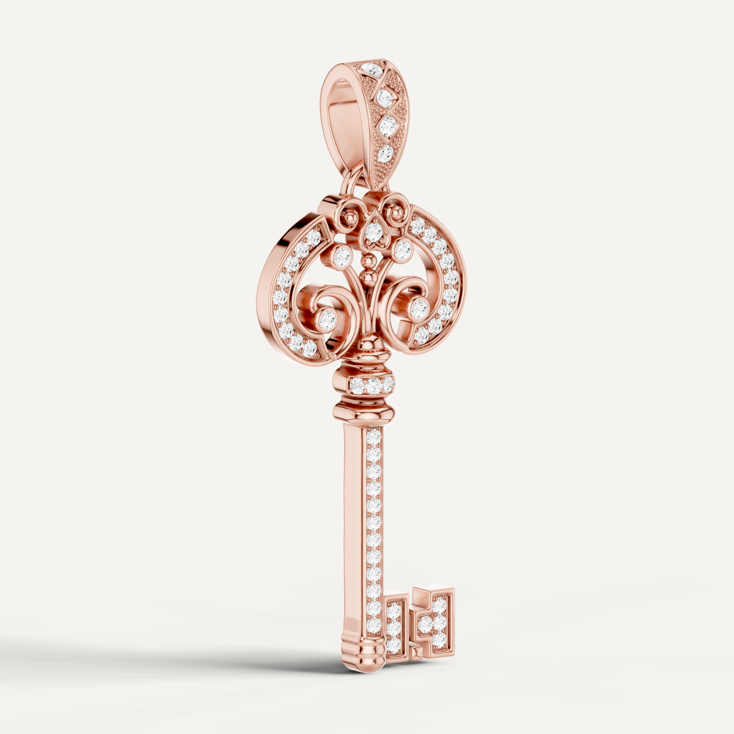 Cle Amour, Key Pendant in 14K Rose Gold