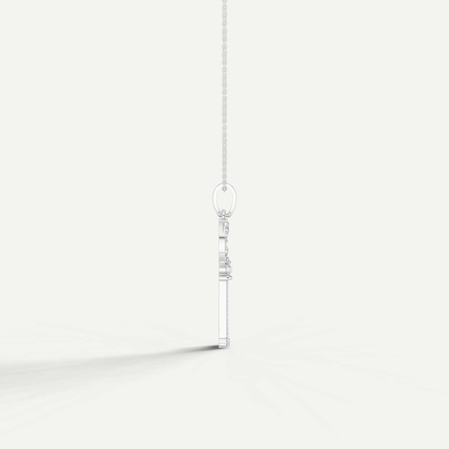 Cle Amour, Key Pendant in 14K White Gold