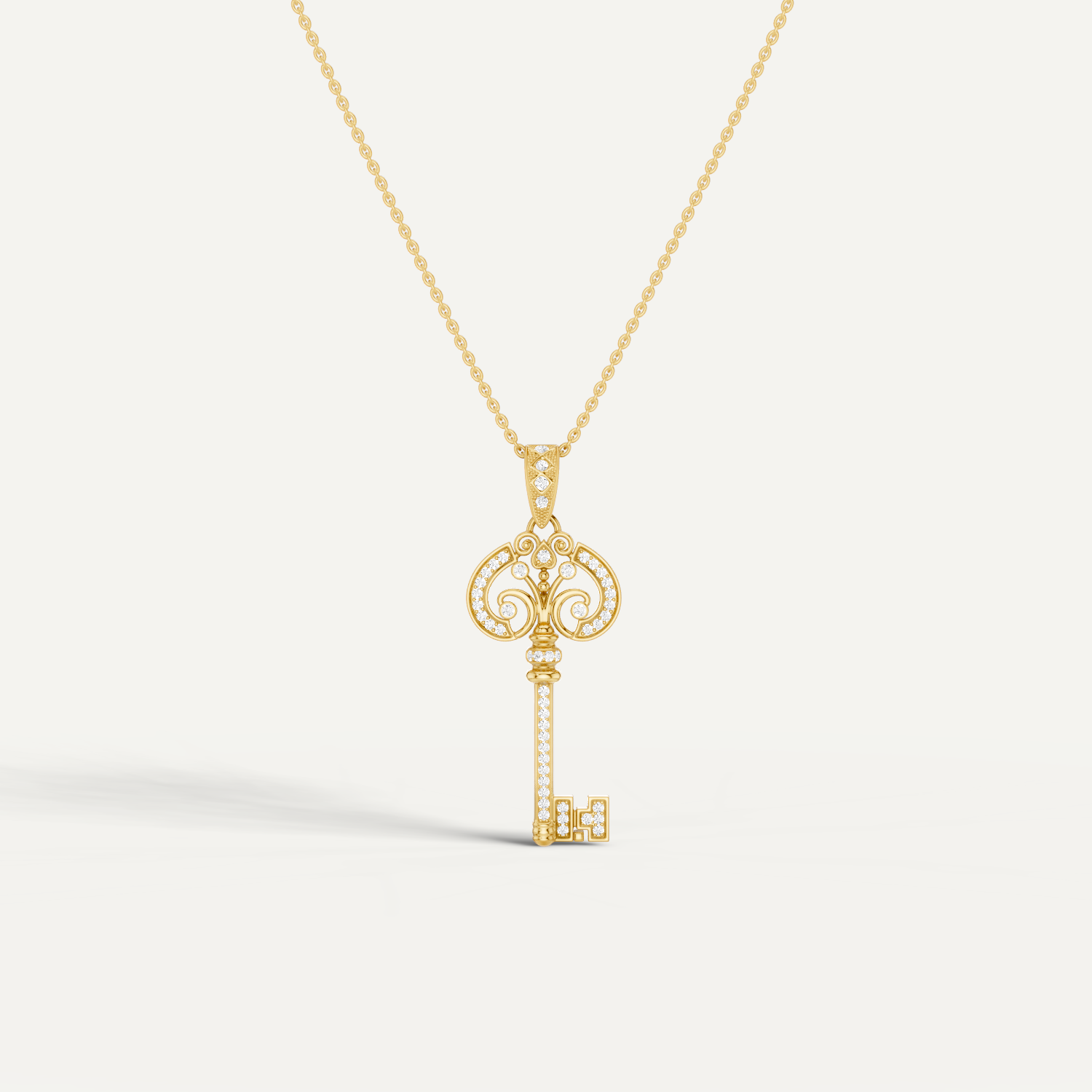 Cle Amour, Key Pendant in 18K Yellow Gold