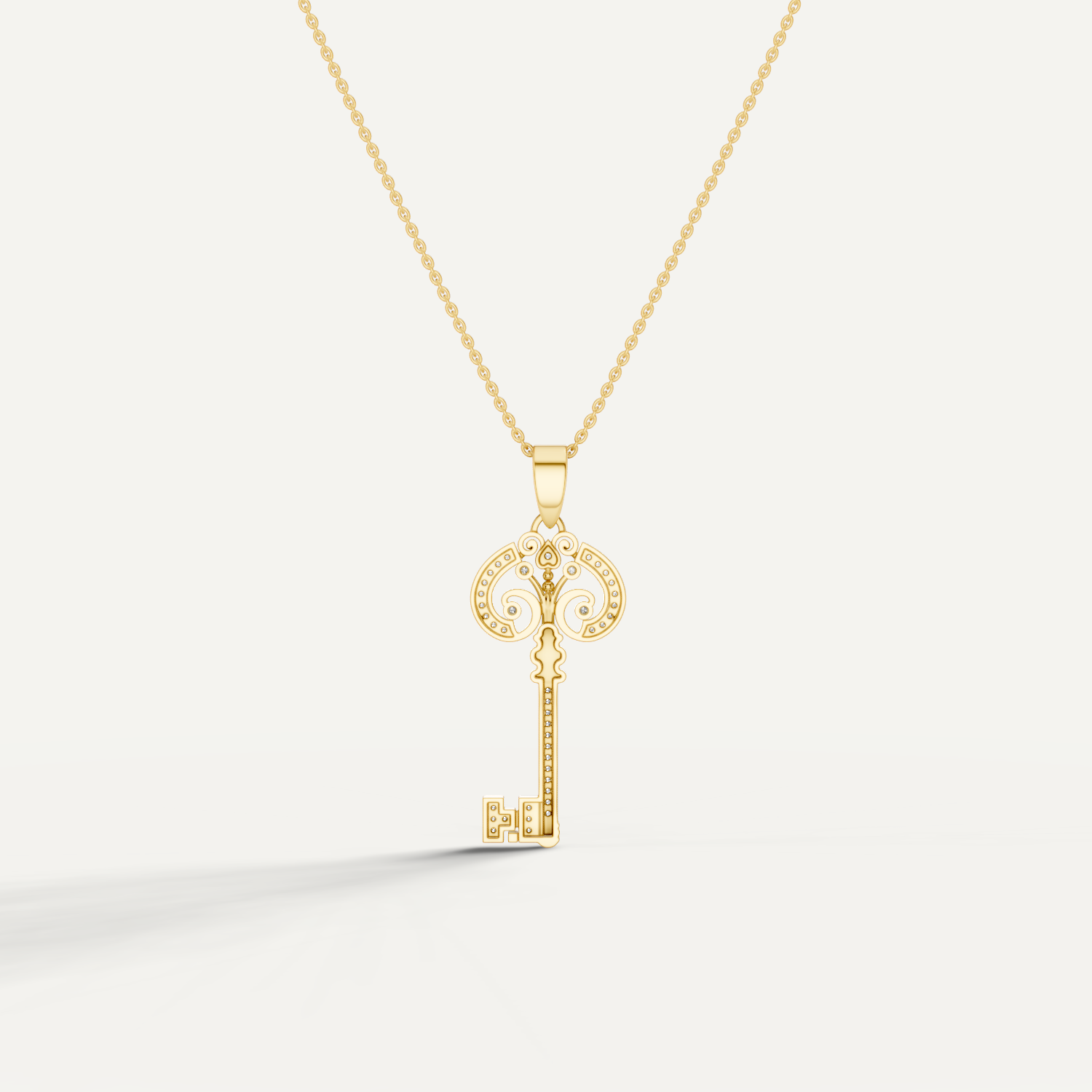 Cle Amour, Key Pendant in 14K Yellow Gold
