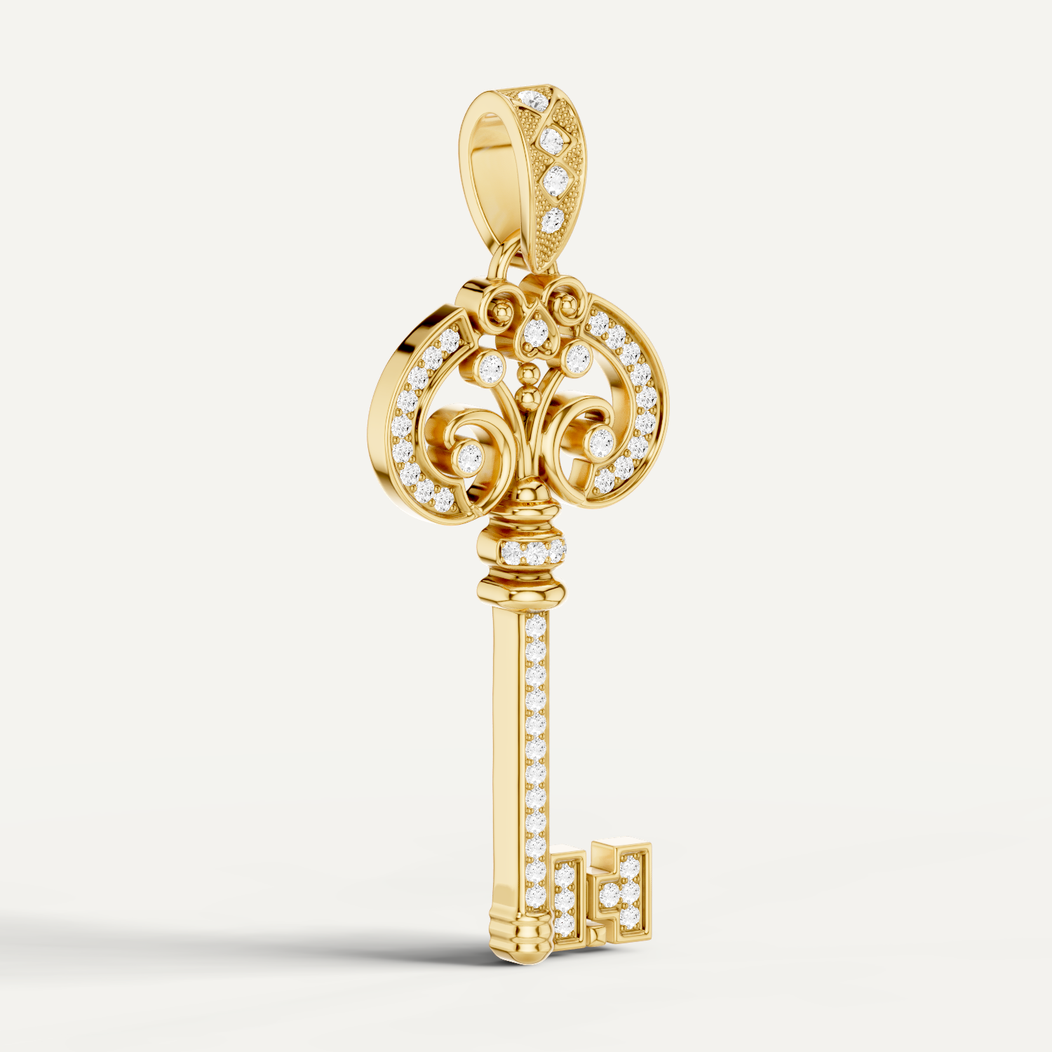 Cle Amour, Key Pendant in 14K Yellow Gold