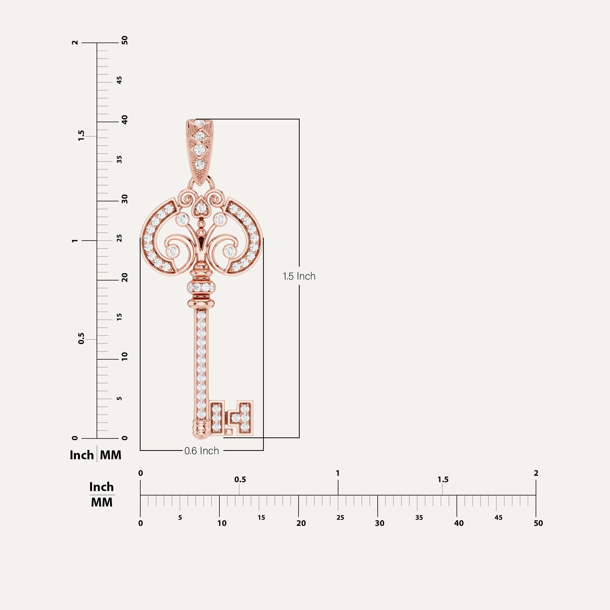 Cle Amour, Key Pendant in 18K Rose Gold