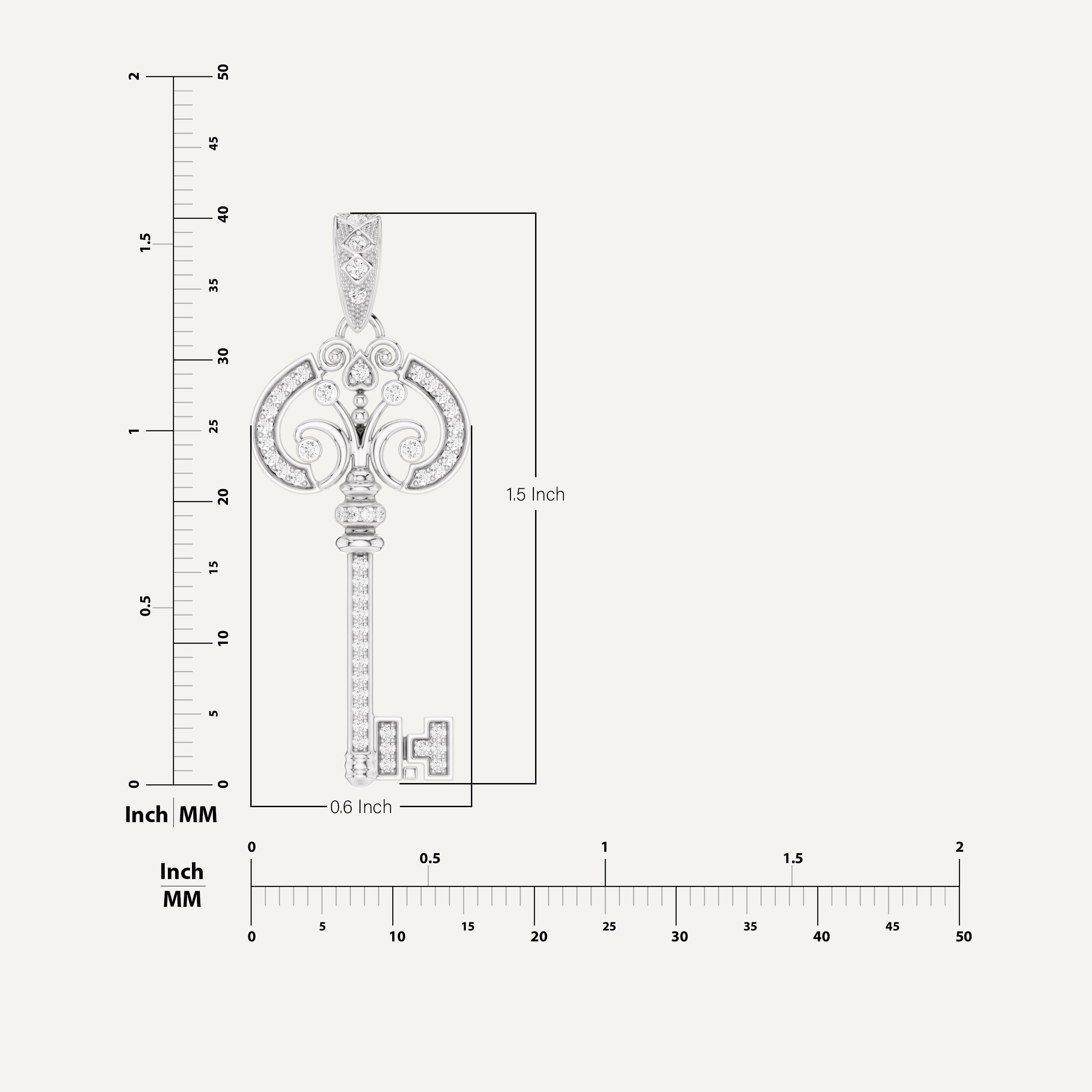 Cle Amour, Key Pendant in 18K White Gold