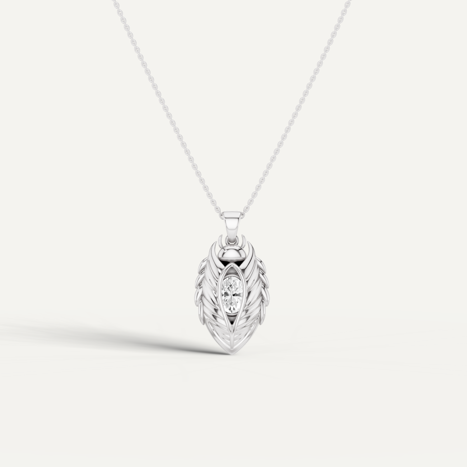 Scarabyne, Scarab Pendant in 14K White Gold