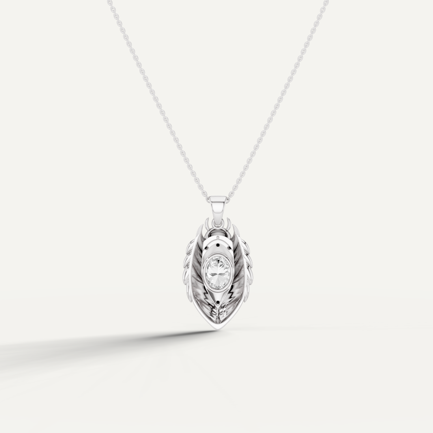 Scarabyne, Scarab Pendant in 14K White Gold