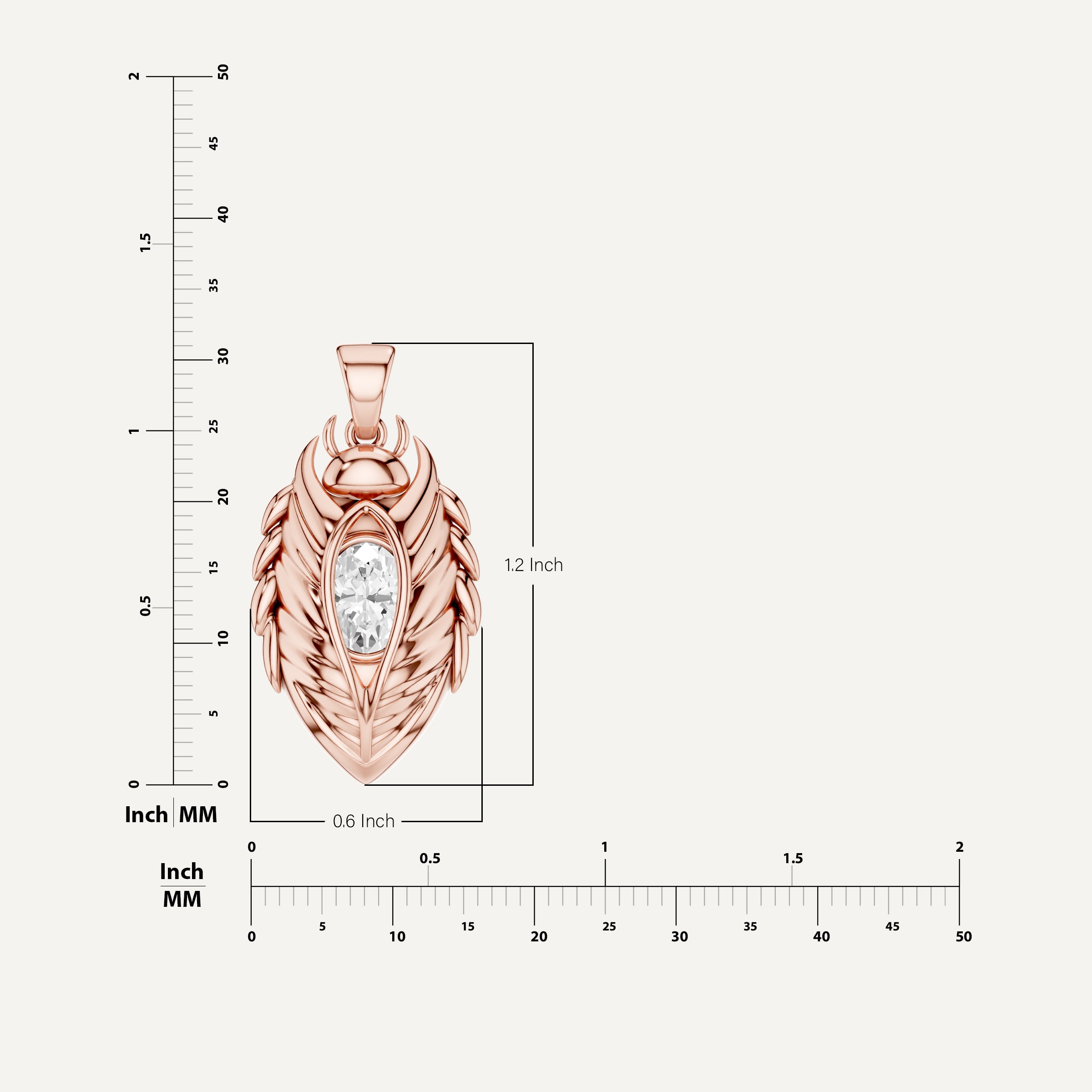 Scarabyne, Scarab Pendant in 14K Rose Gold