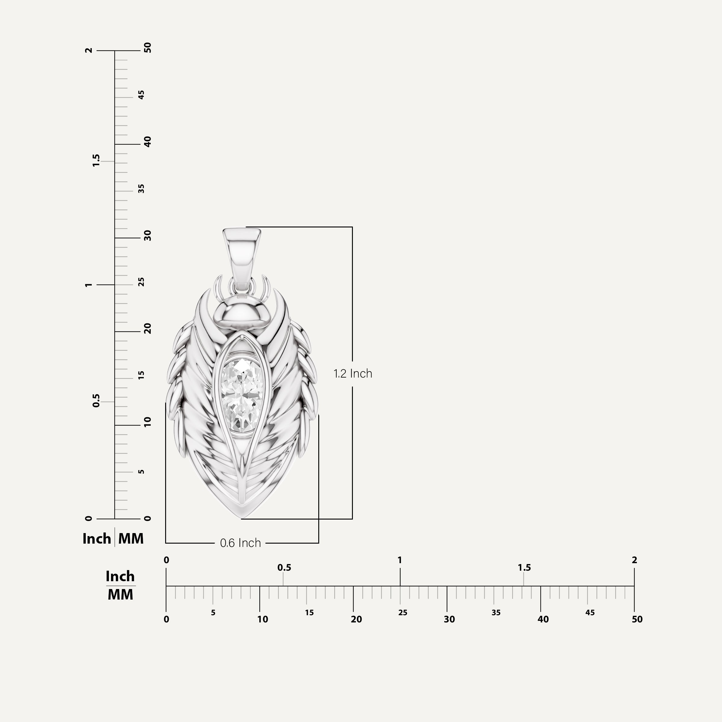 Scarabyne, Scarab Pendant in 14K White Gold