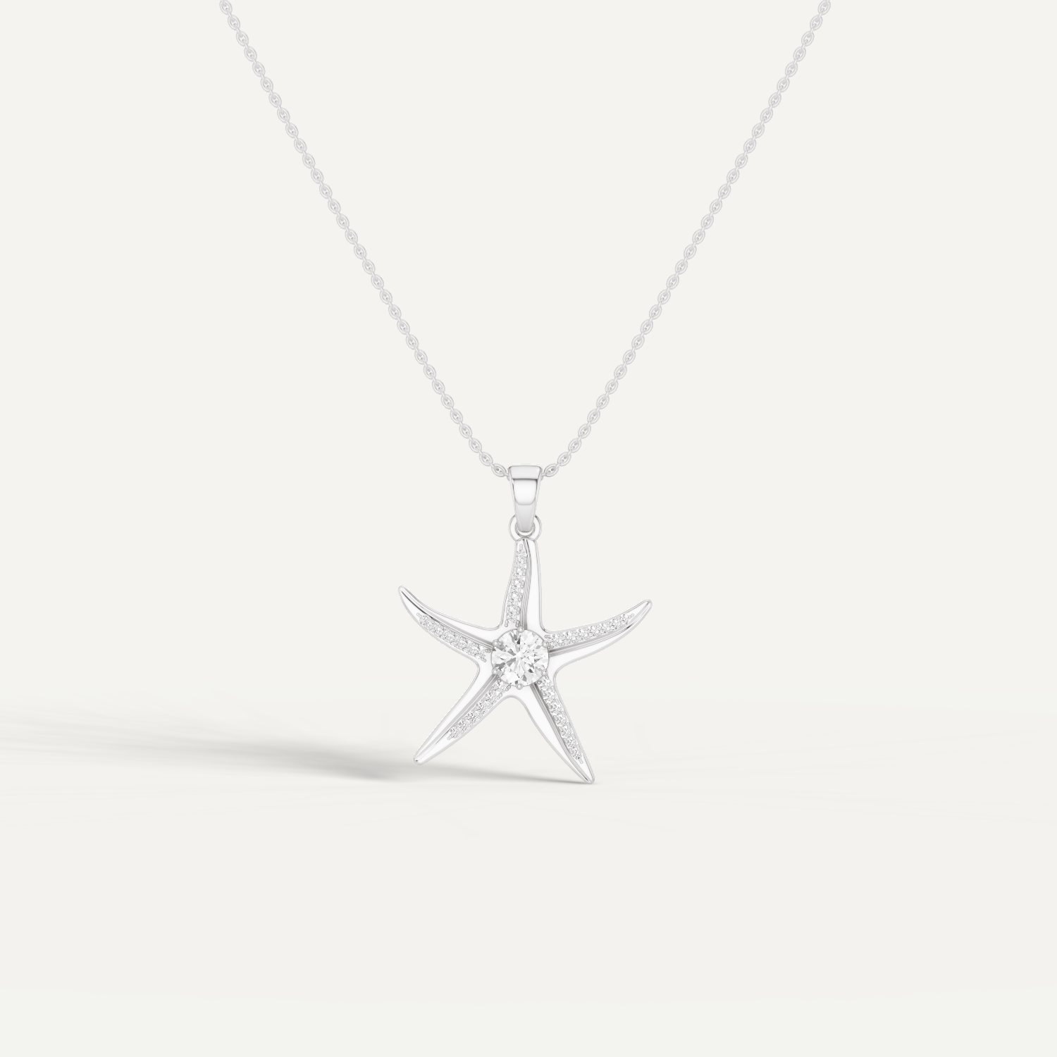 Seastar, Starfish Pendant in 18K White Gold