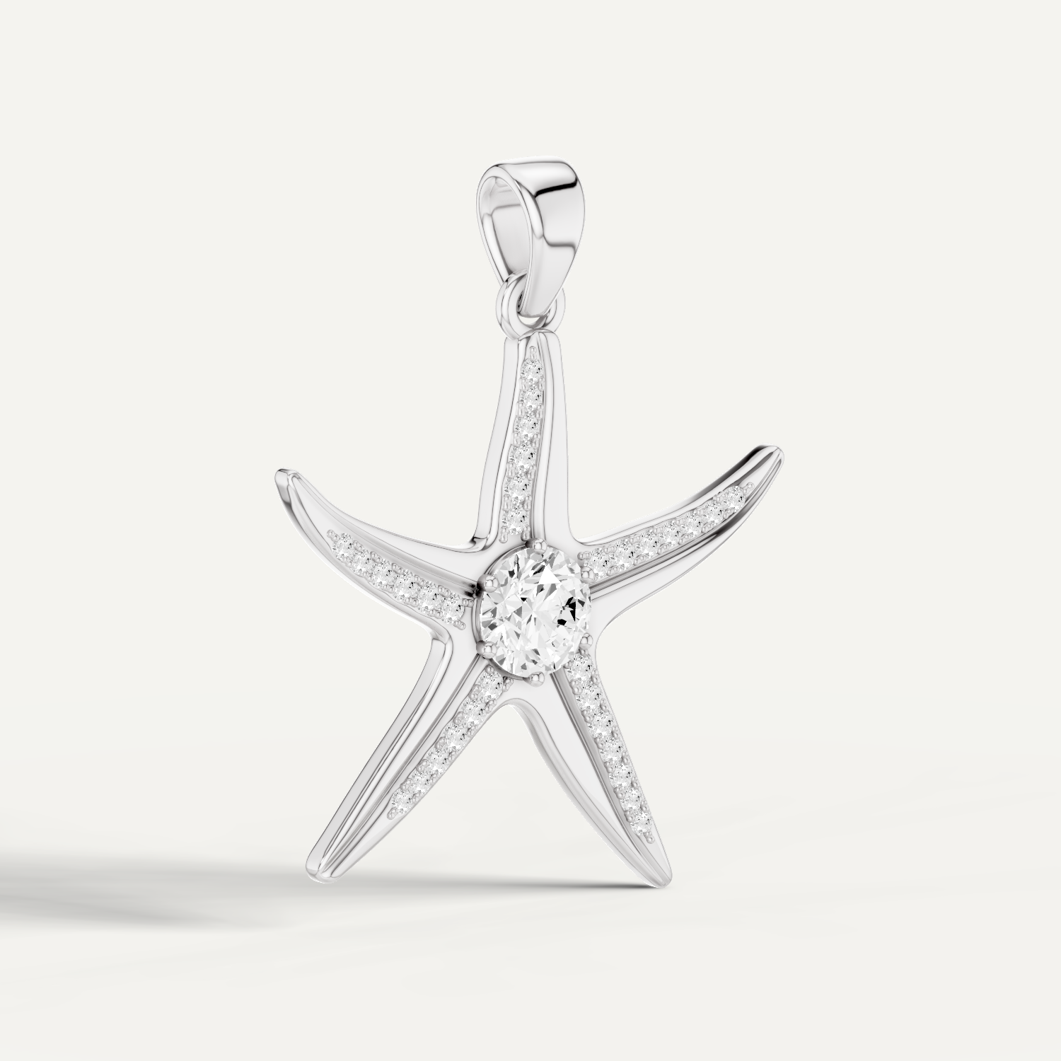 Seastar, Starfish Pendant in 18K White Gold