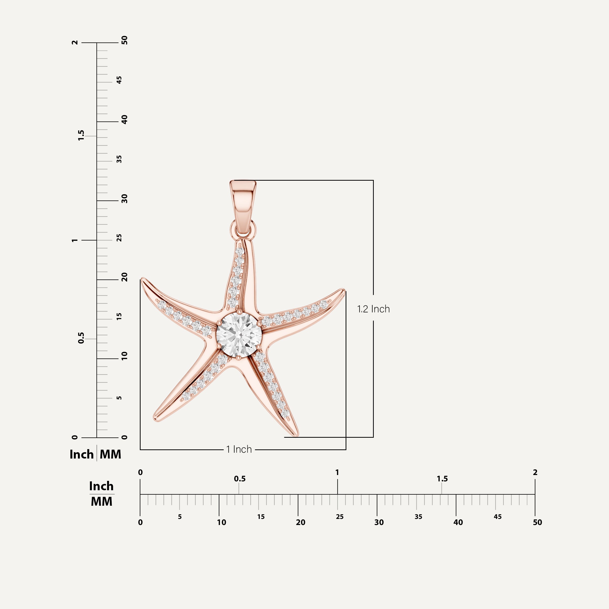 Seastar, Starfish Pendant in 14K Rose Gold