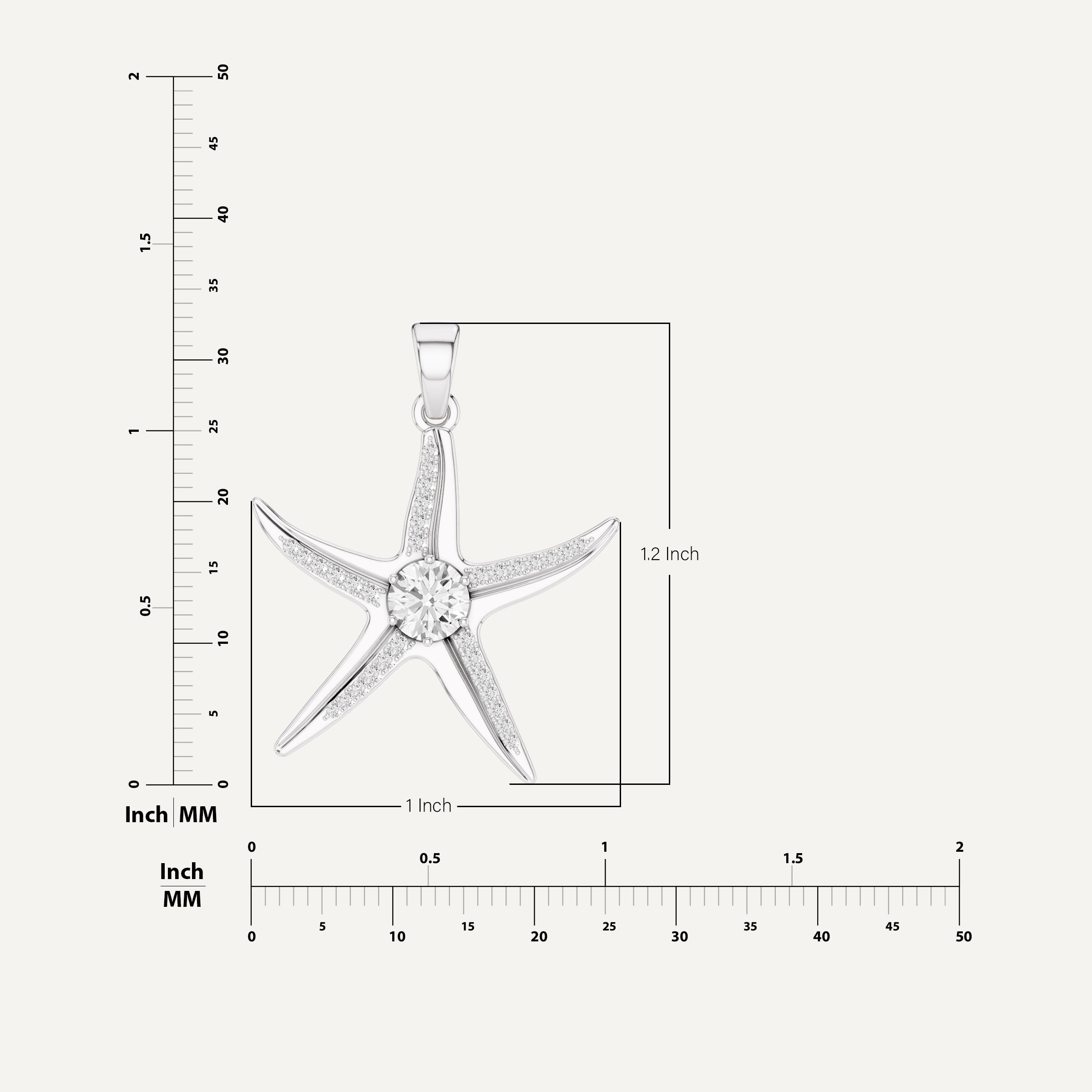 Seastar, Starfish Pendant in 18K White Gold