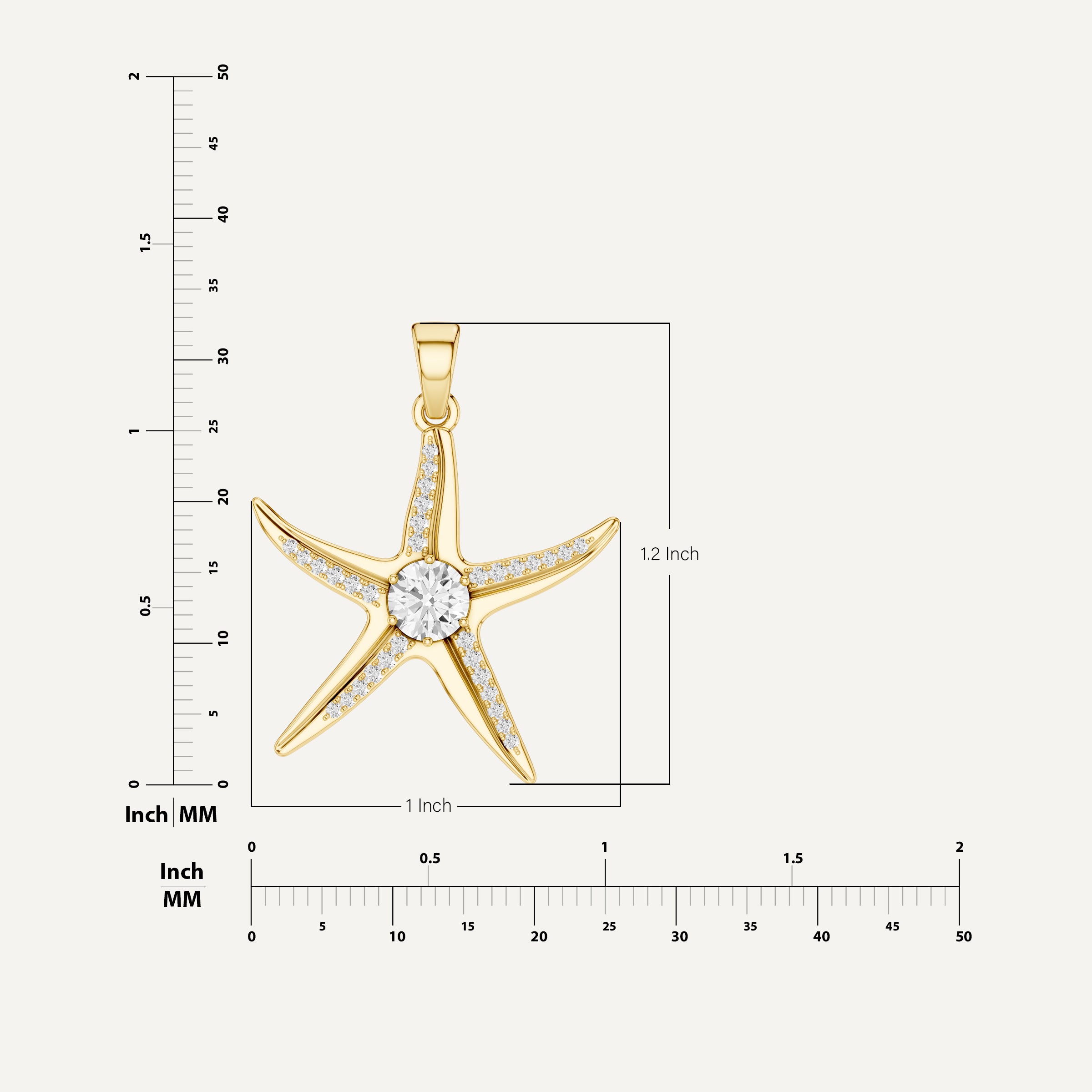 Seastar, Starfish Pendant in 18K Yellow Gold