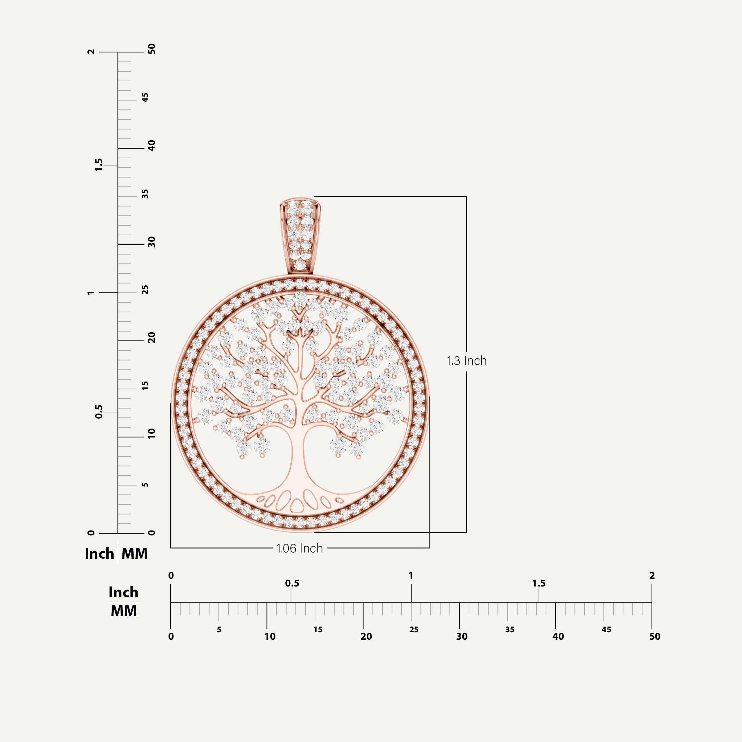 Vita, Tree of Life Pendant in 14K Rose Gold