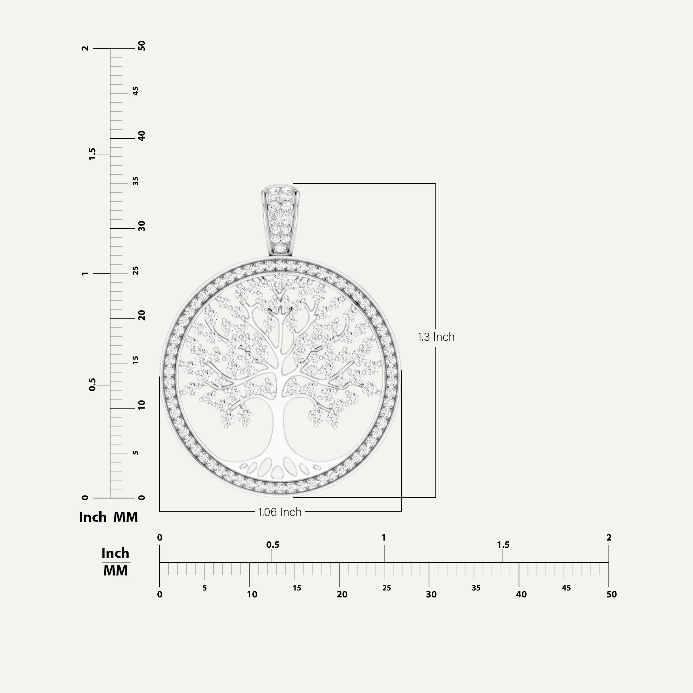 Vita, Tree of Life Pendant in 18K White Gold