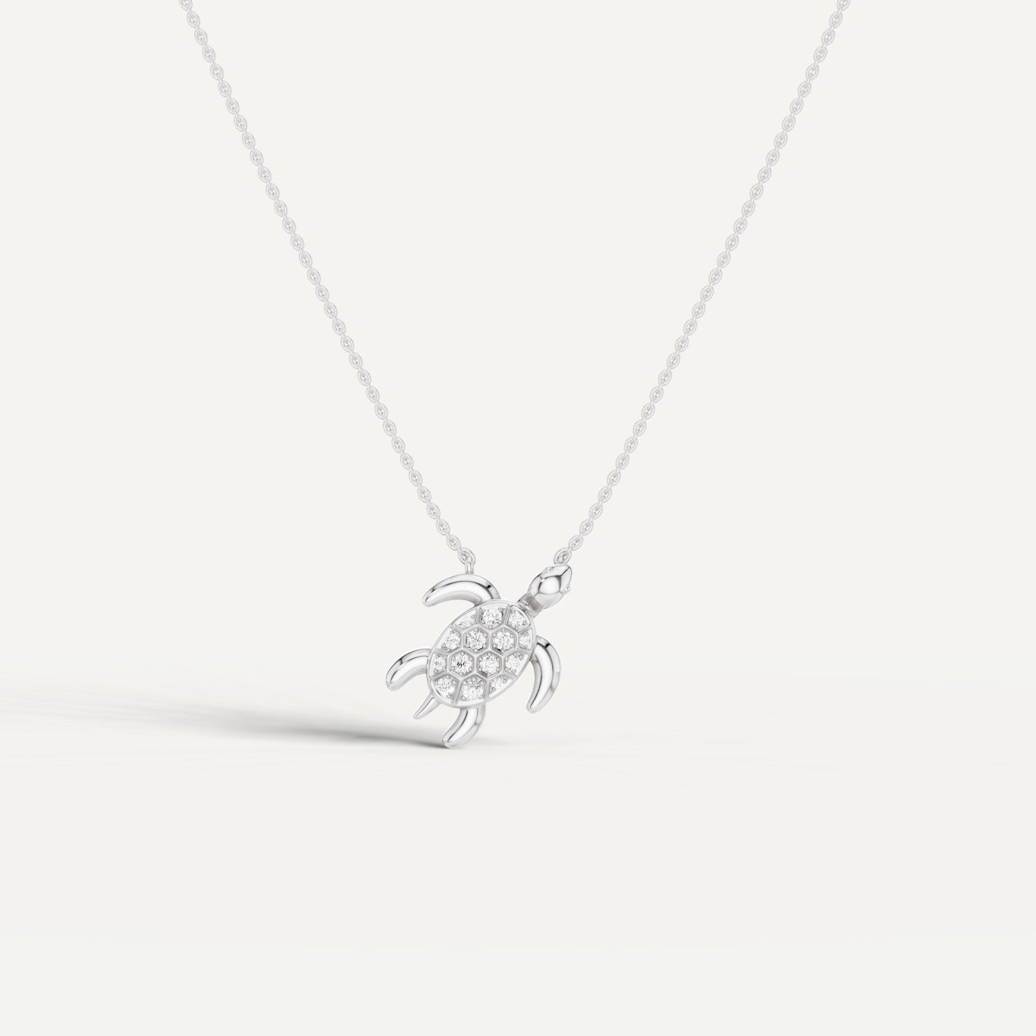 Chelone, Turtle Pendant in 18K White Gold