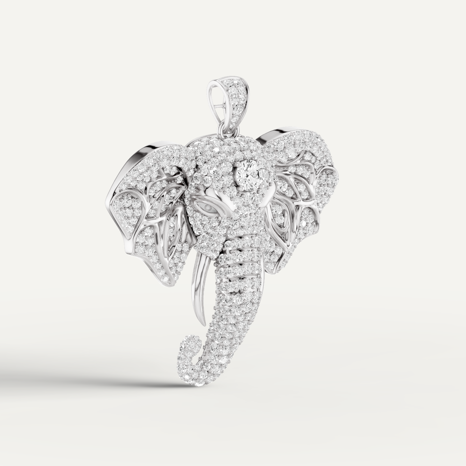 Varana, Elephant Pendant in 18K White Gold