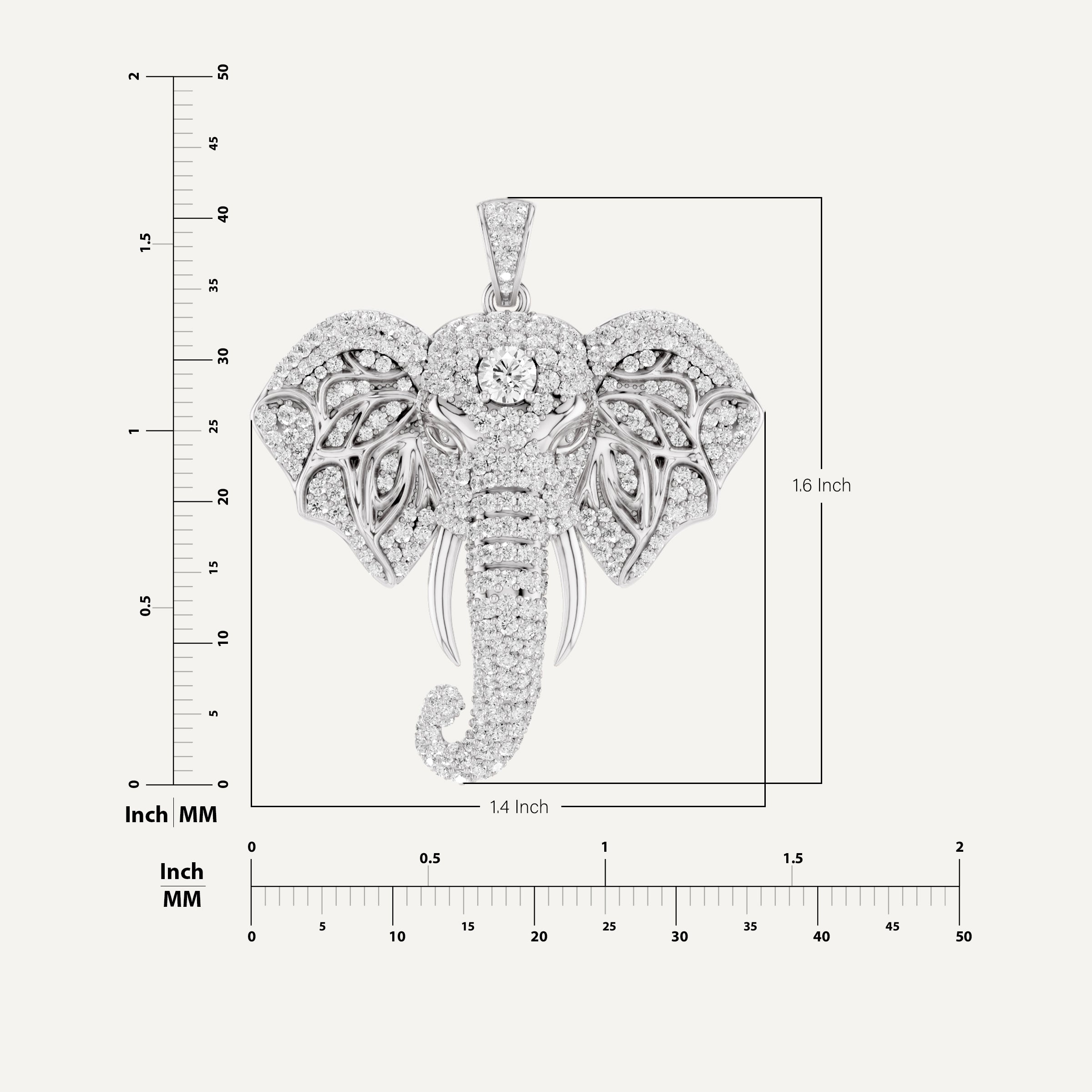Varana, Elephant Pendant in 18K White Gold