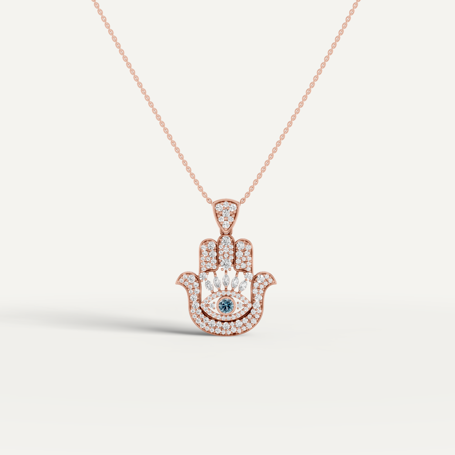 Hanzel, Hamsa Hand Pendant in 18K Rose Gold