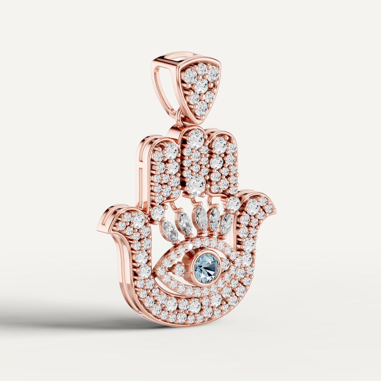 Hanzel, Hamsa Hand Pendant in 18K Rose Gold