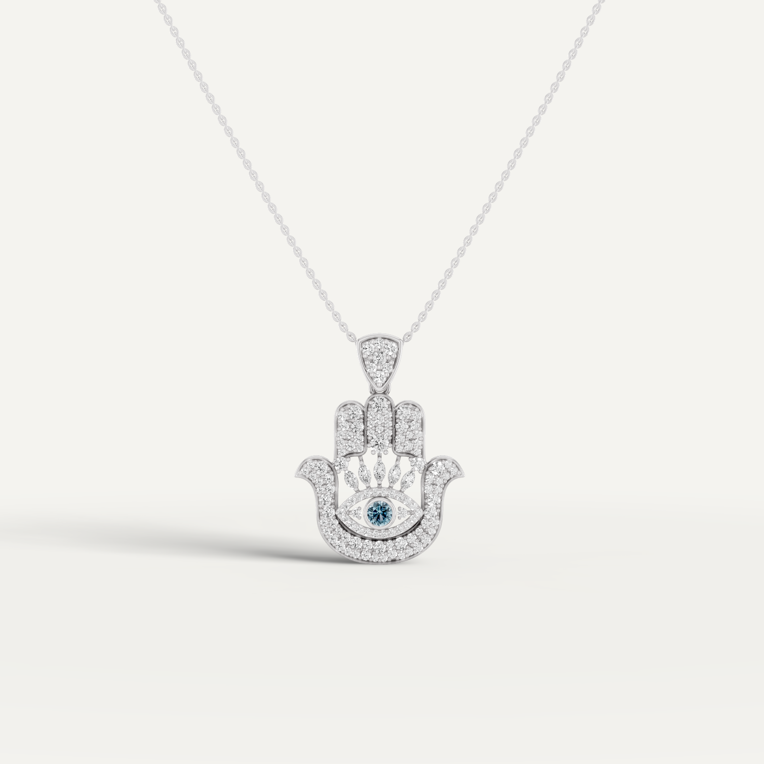 Hanzel, Hamsa Hand Pendant in 18K White Gold