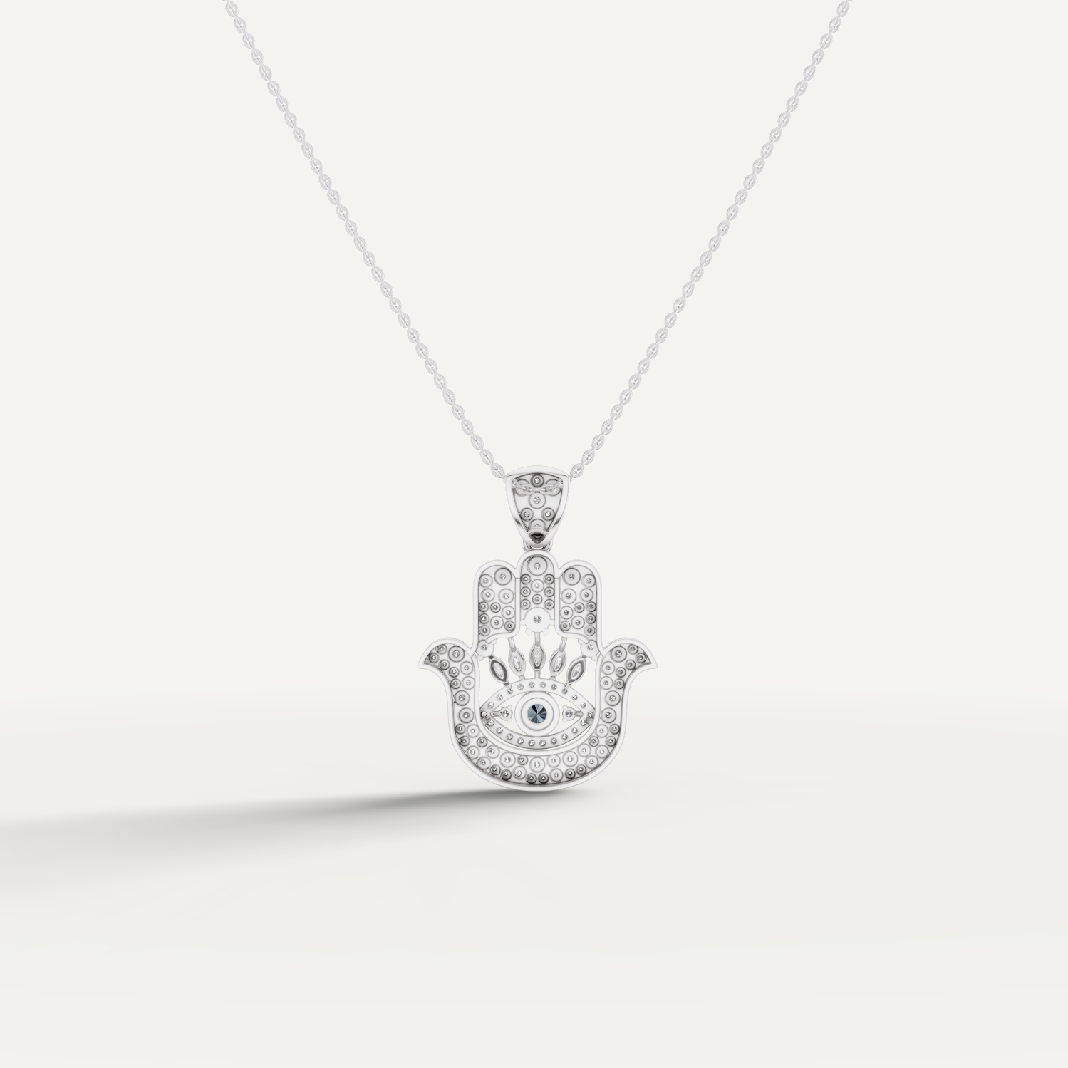 Hanzel, Hamsa Hand Pendant in 14K White Gold