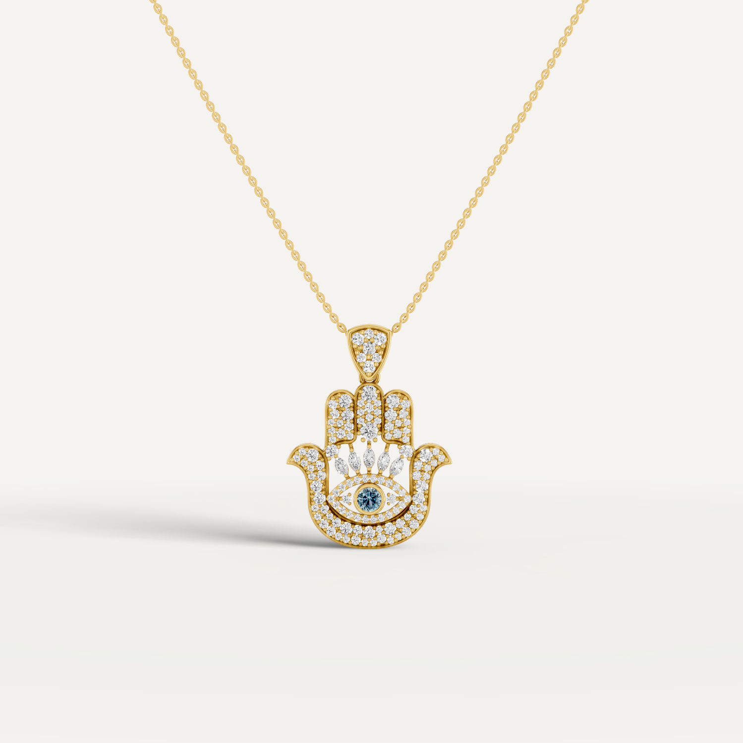 Hanzel, Hamsa Hand Pendant in 14K Yellow Gold
