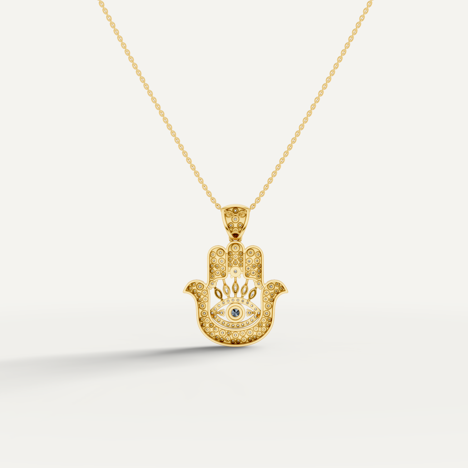 Hanzel, Hamsa Hand Pendant in 14K Yellow Gold