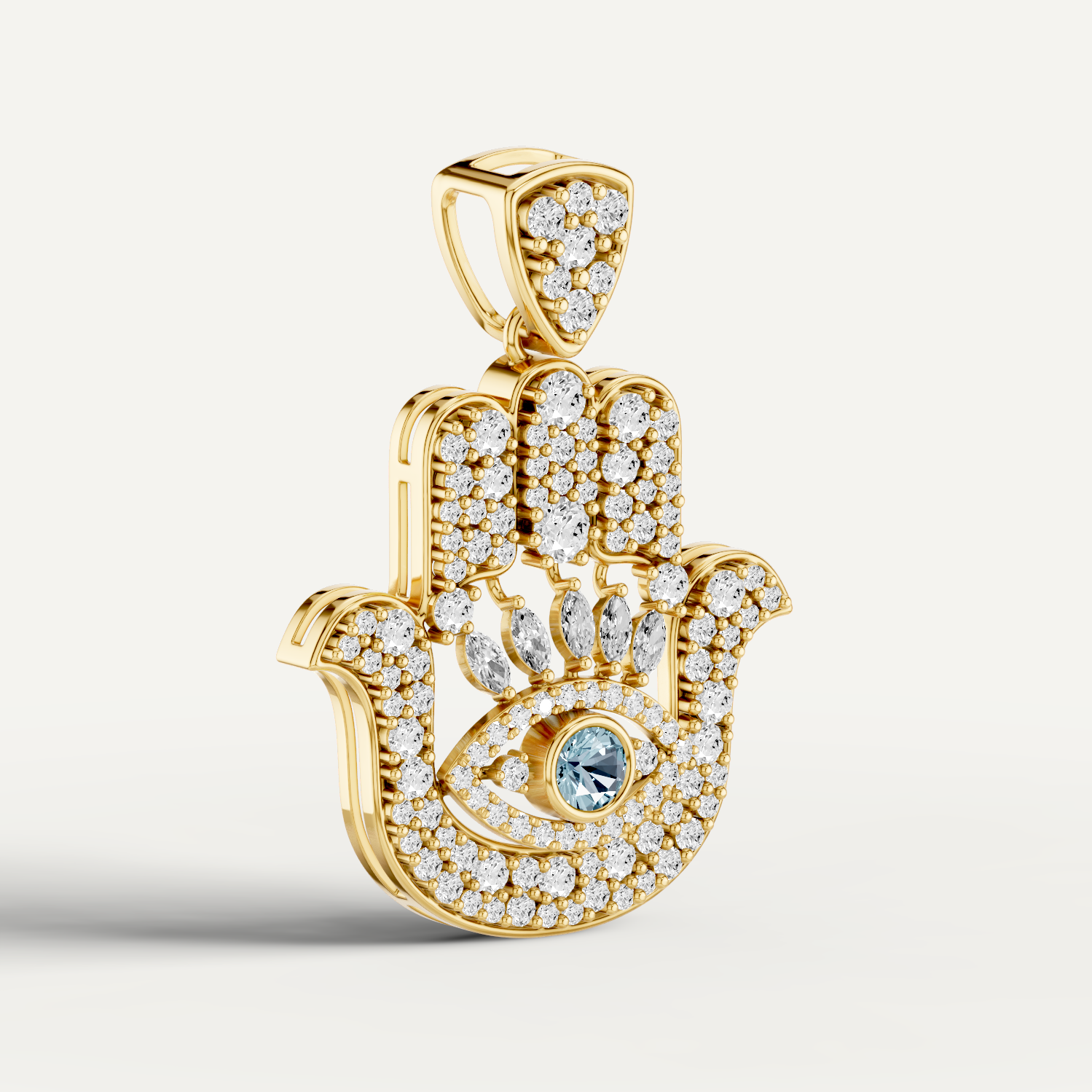 Hanzel, Hamsa Hand Pendant in 18K Yellow Gold
