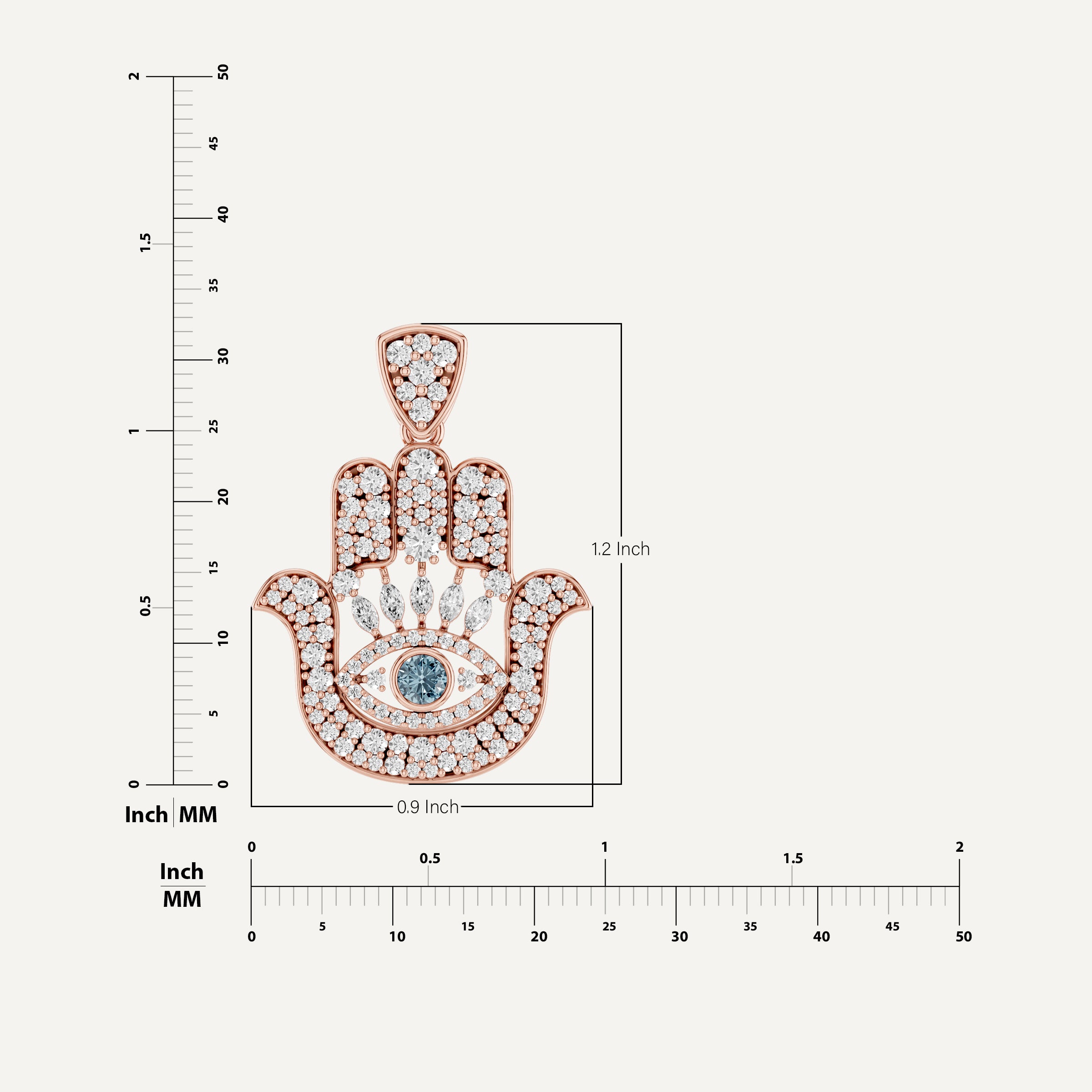 Hanzel, Hamsa Hand Pendant in 18K Rose Gold