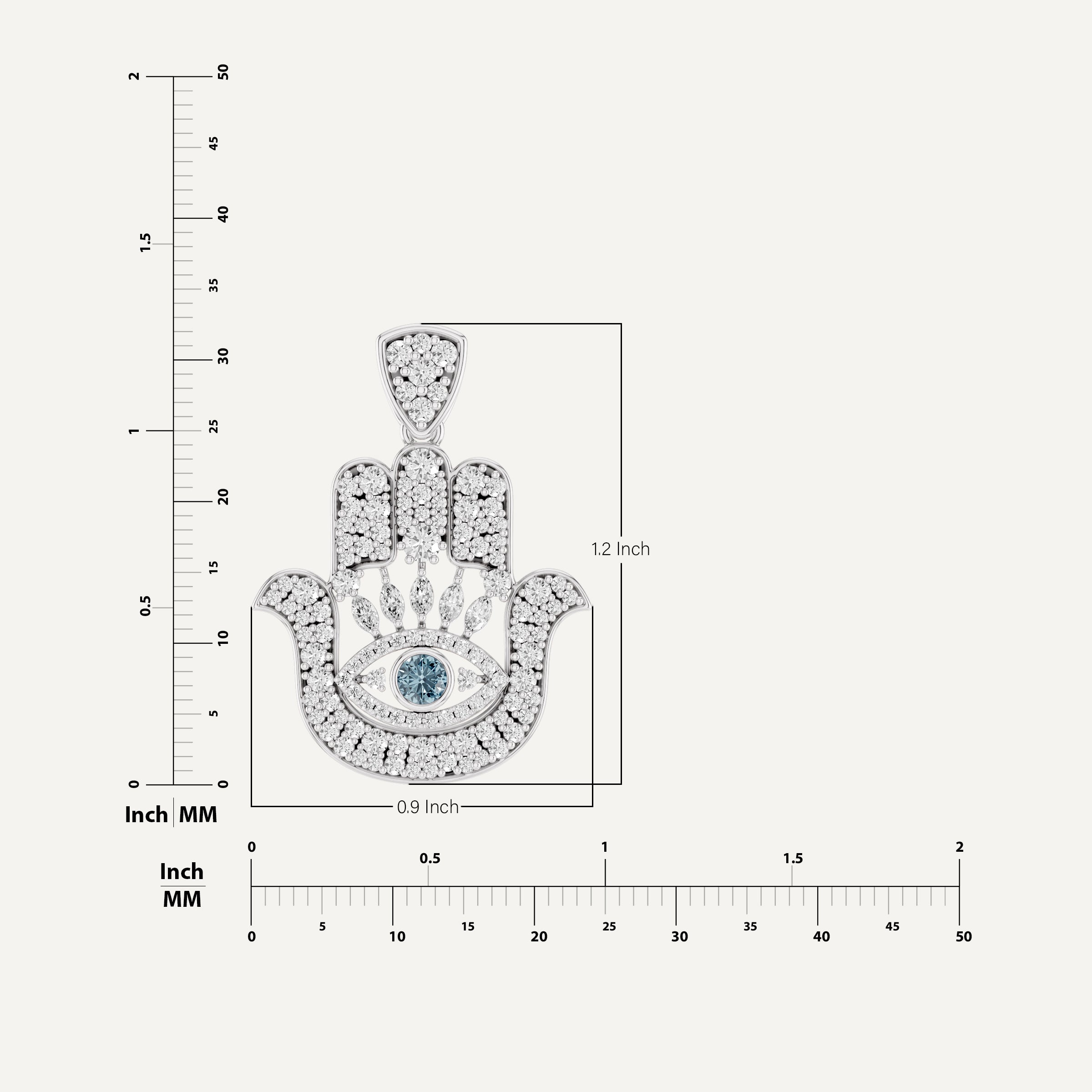 Hanzel, Hamsa Hand Pendant in 18K White Gold